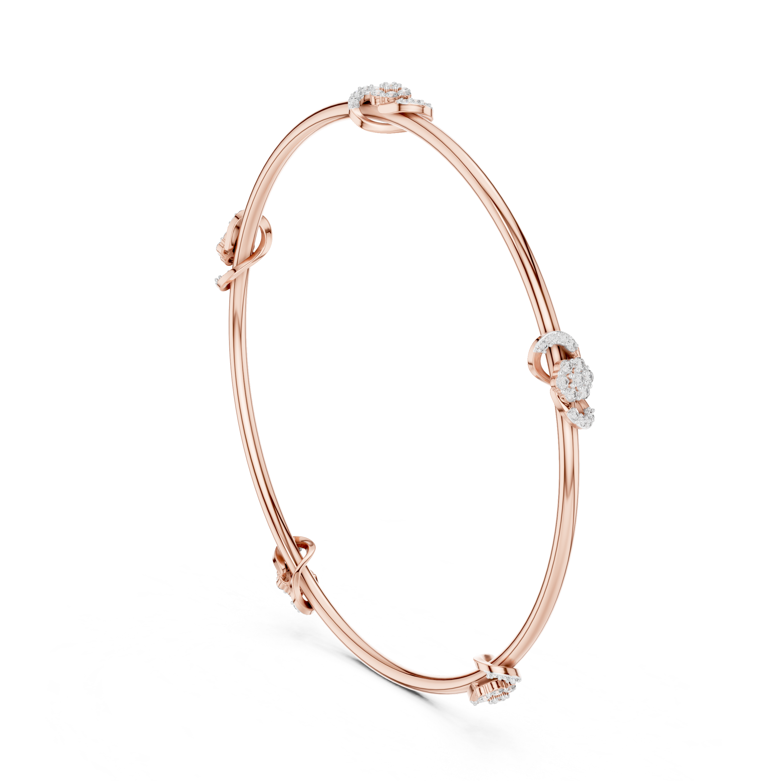 Knot & Cluster Station Bangle in Rose Gold - VYKA Diamonds