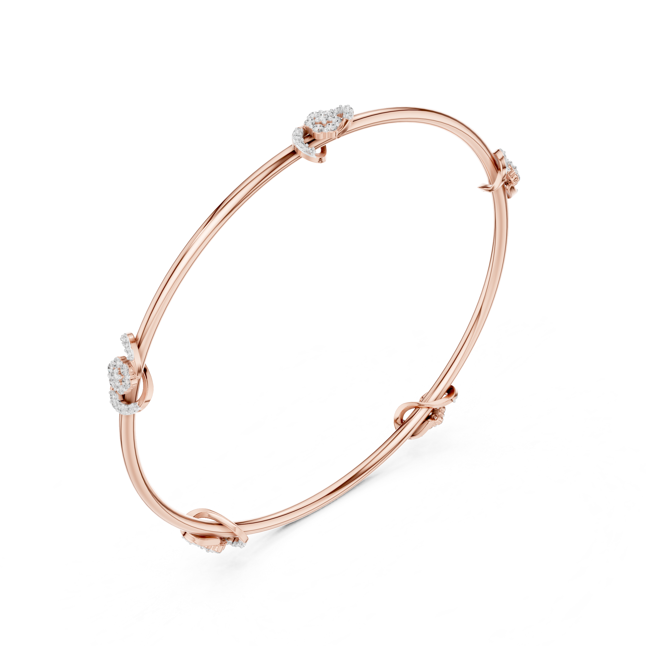 Knot & Cluster Station Bangle in Rose Gold - VYKA Diamonds