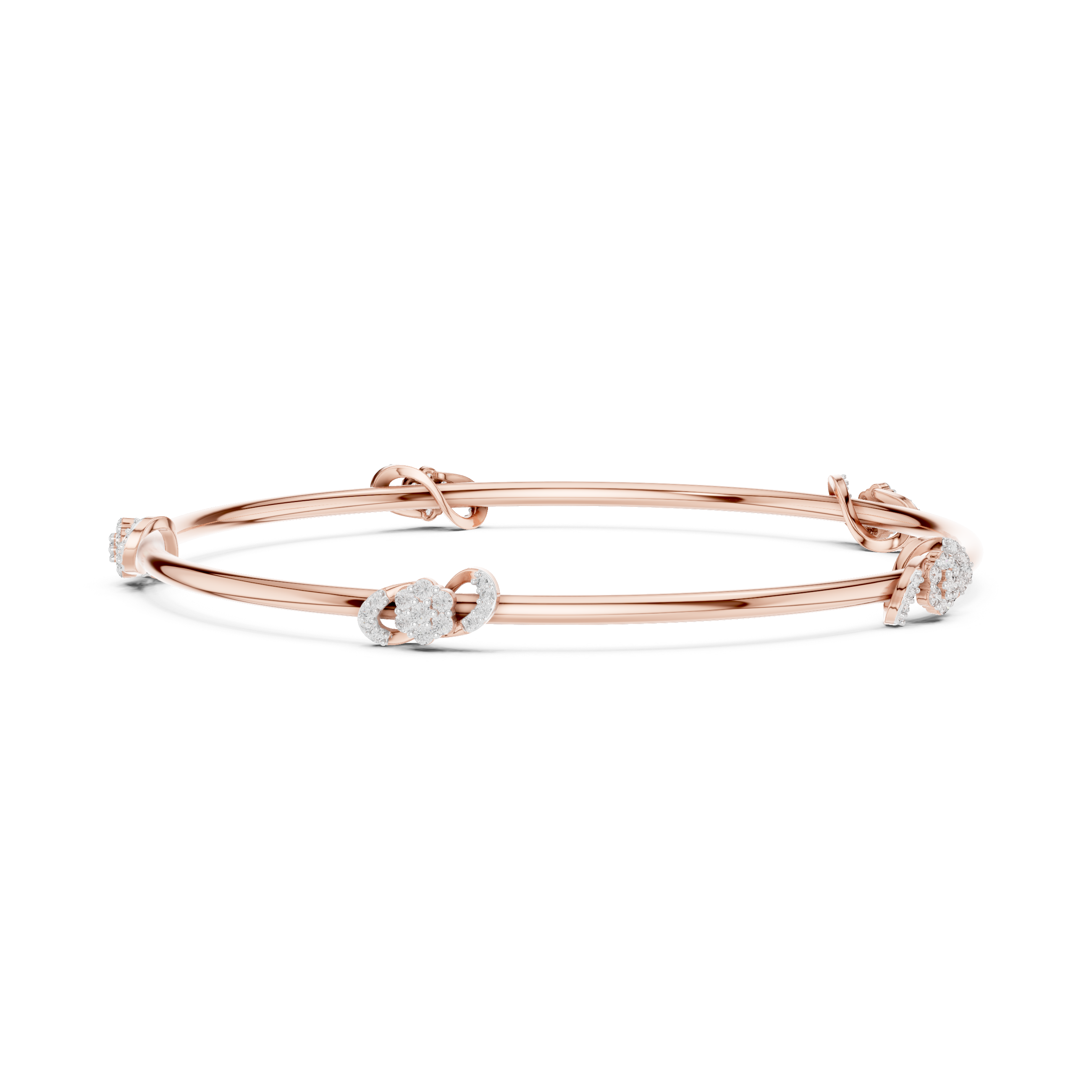 Knot & Cluster Station Bangle in Rose Gold - VYKA Diamonds