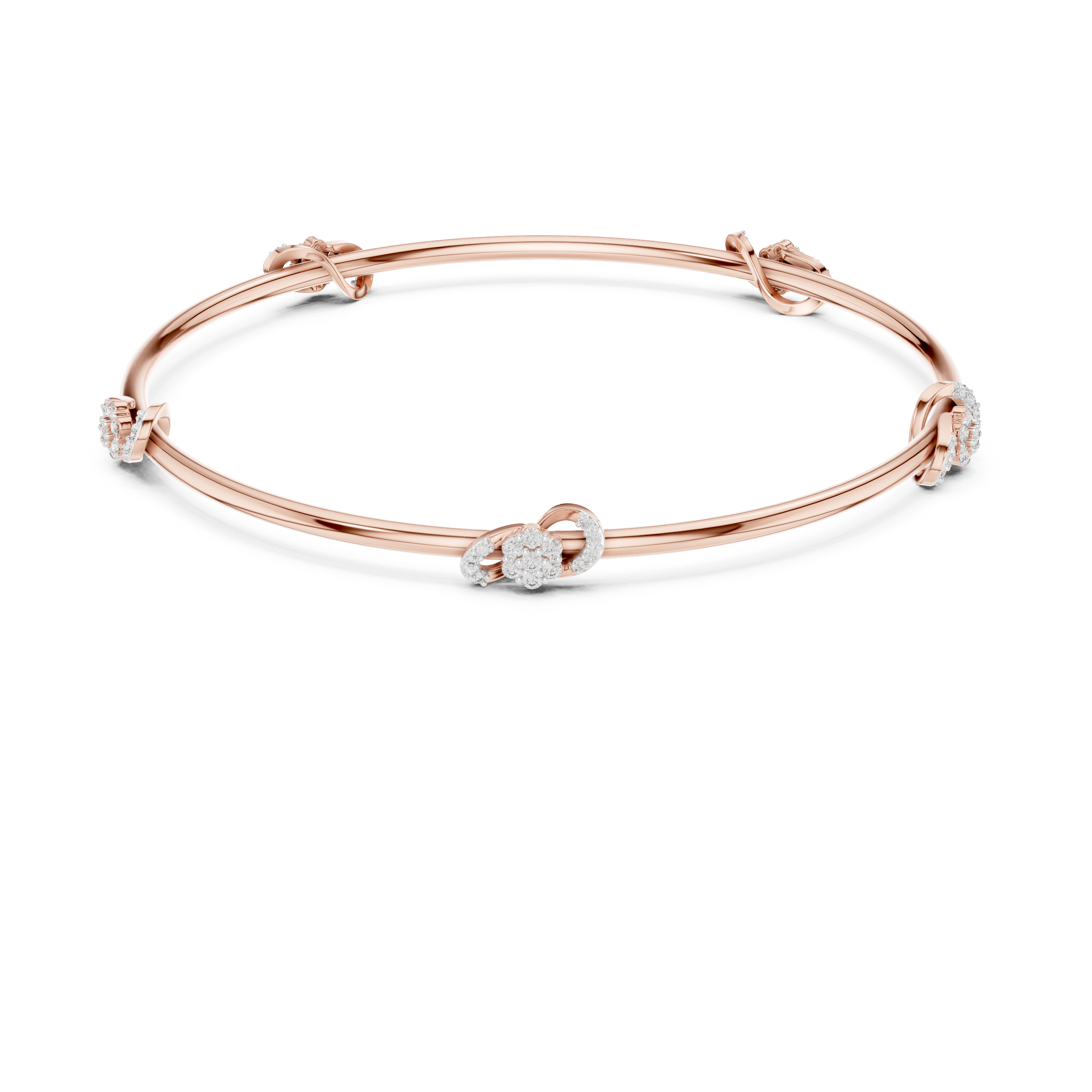 Knot & Cluster Station Bangle in Rose Gold - VYKA Diamonds