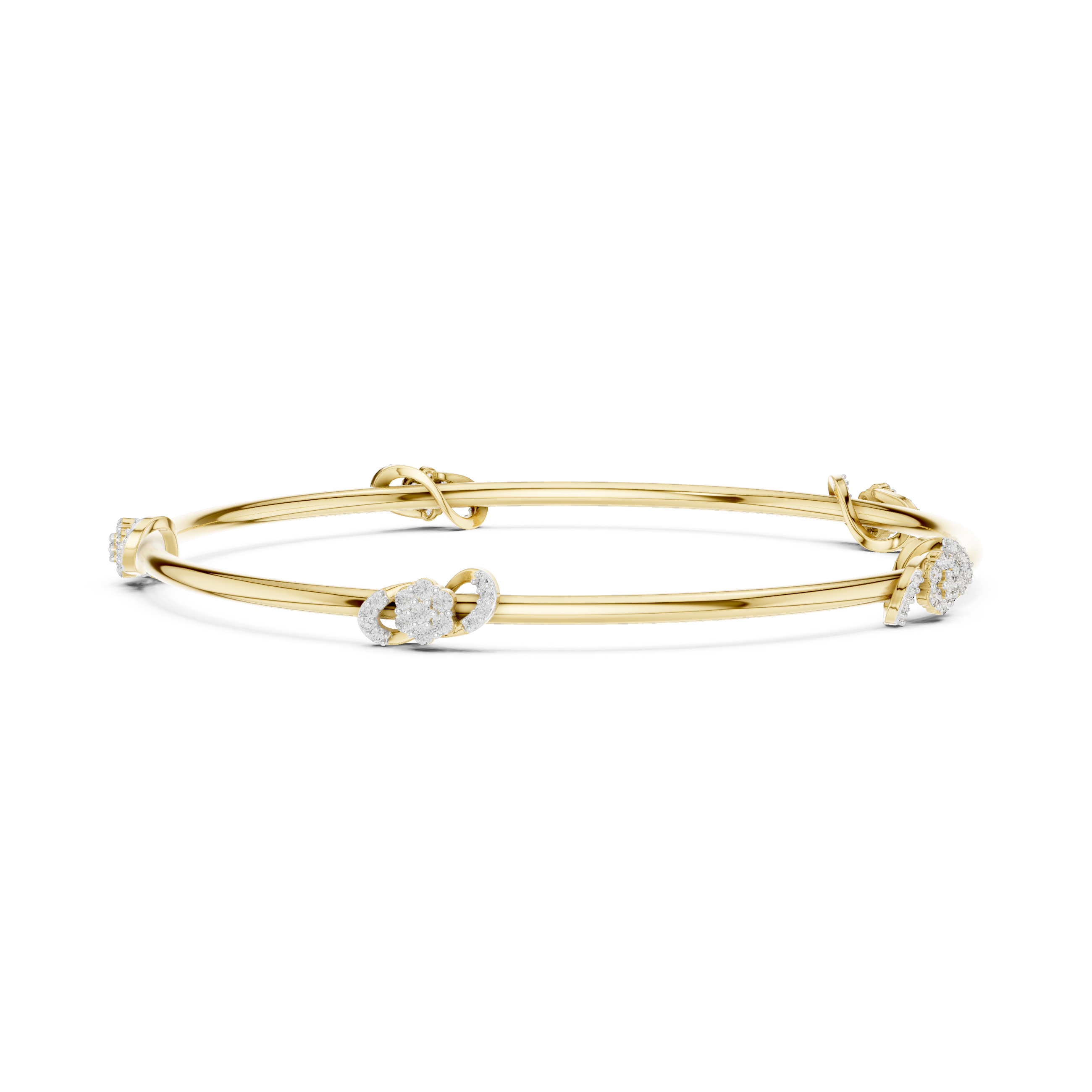 Knot & Cluster Station Bangle in Yellow Gold - VYKA Diamonds