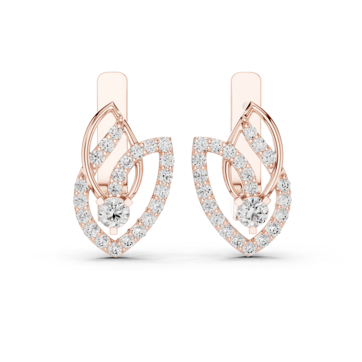 Interlocking Leaf Diamond Drop Earrings