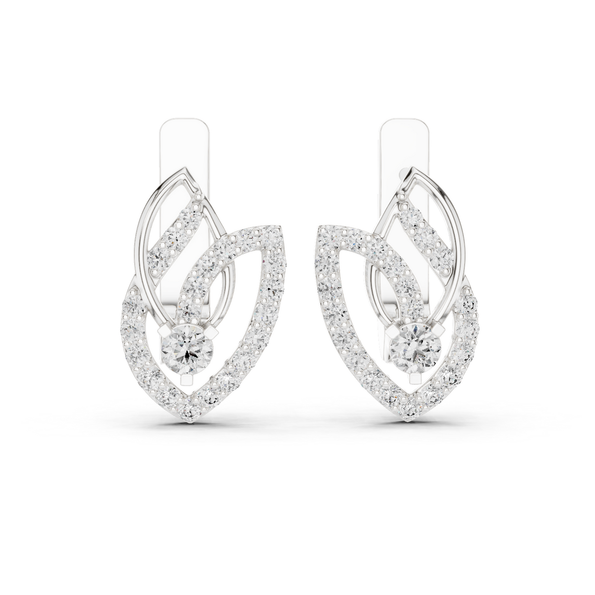 Interlocking Leaf Diamond Drop Earrings