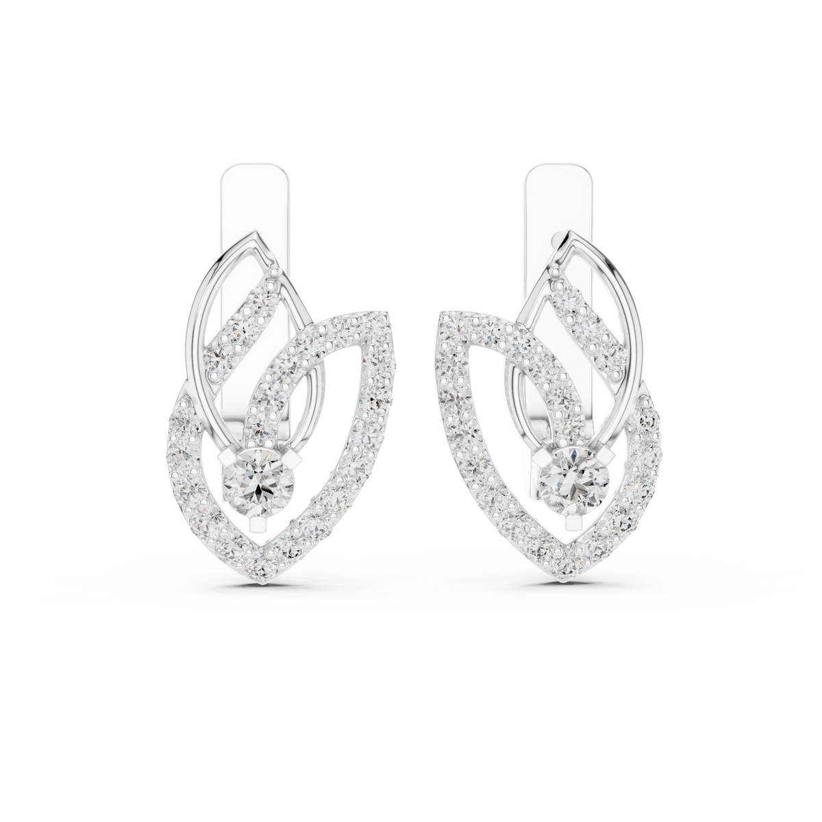 Interlocking Leaf Diamond Drop Earrings