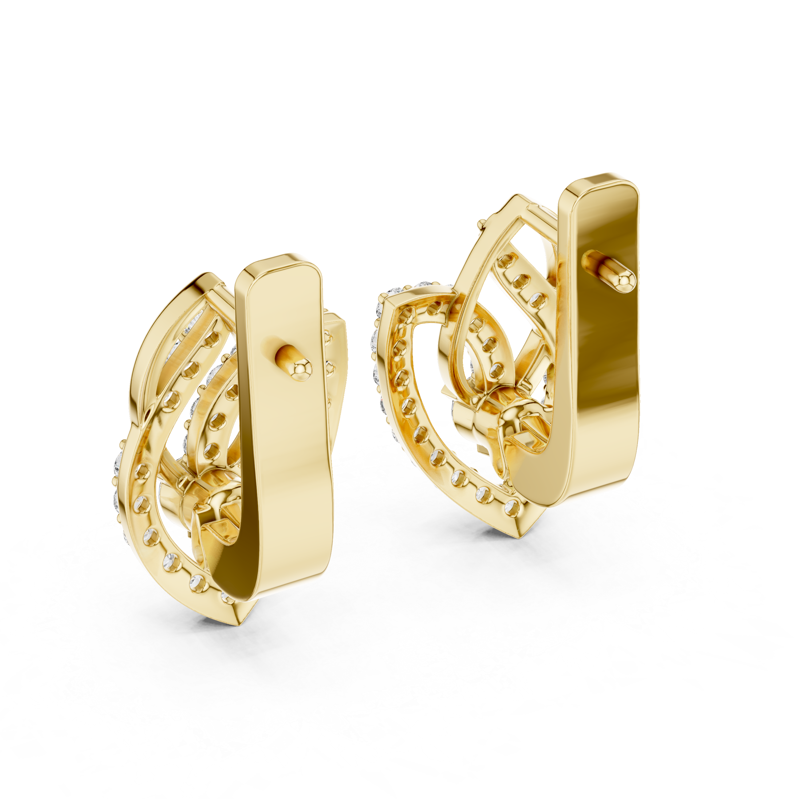 حلقان متدلية بتصميم أوراق متشابكة مرصعة بالماس in Yellow Gold - VYKA Diamonds