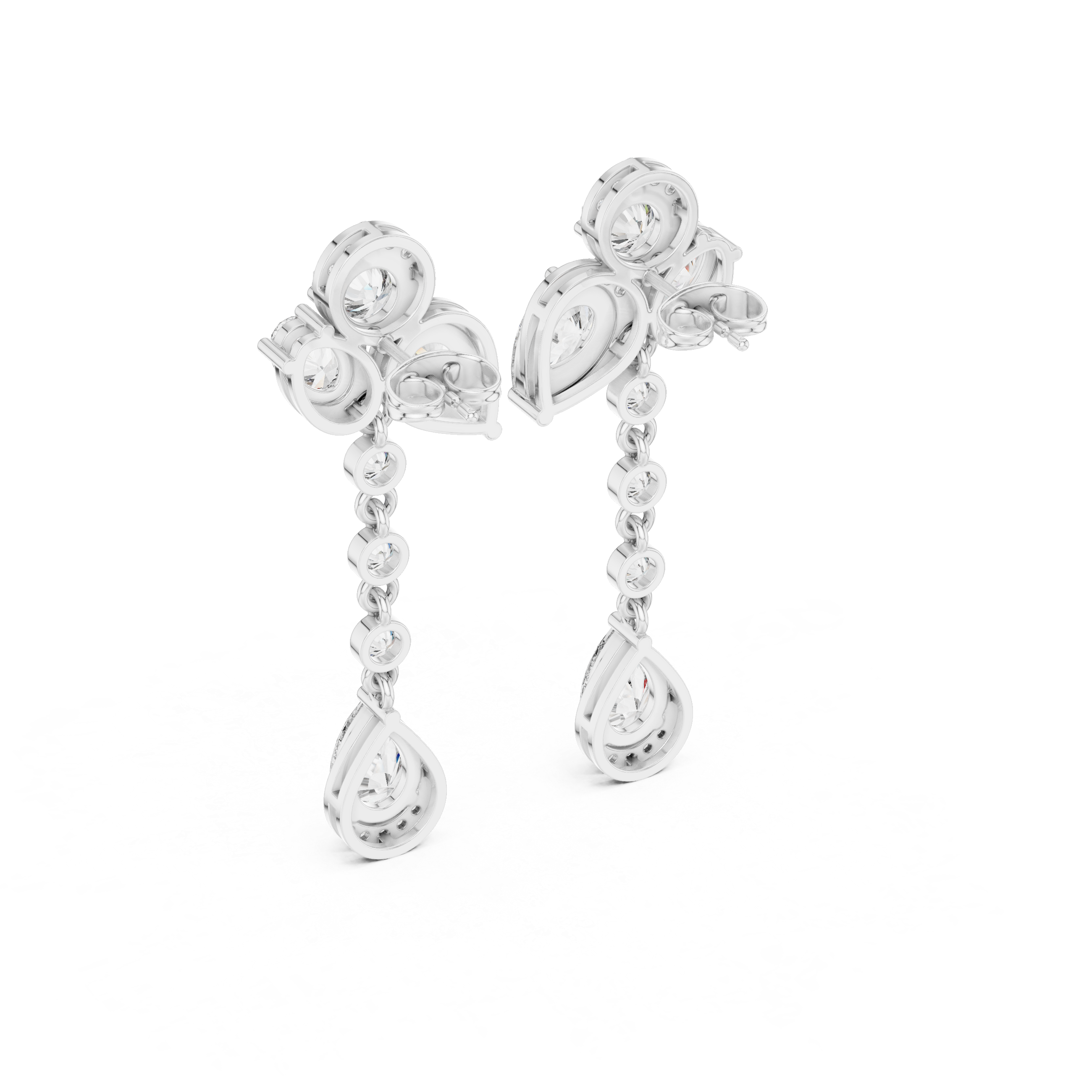 Chandelier Cascade Diamond Dangle Earrings in White Gold - VYKA Diamonds