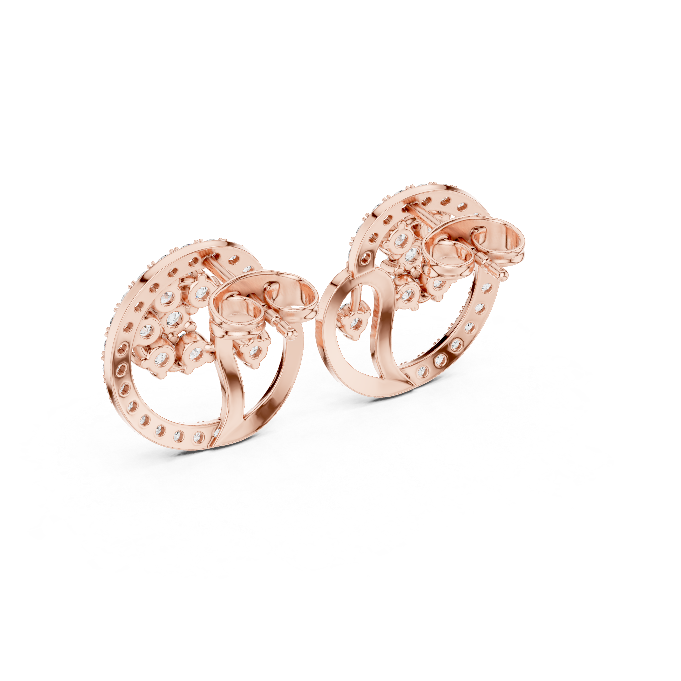 Tiered Chandelier Diamond Stud Earrings in Rose Gold - VYKA Diamonds