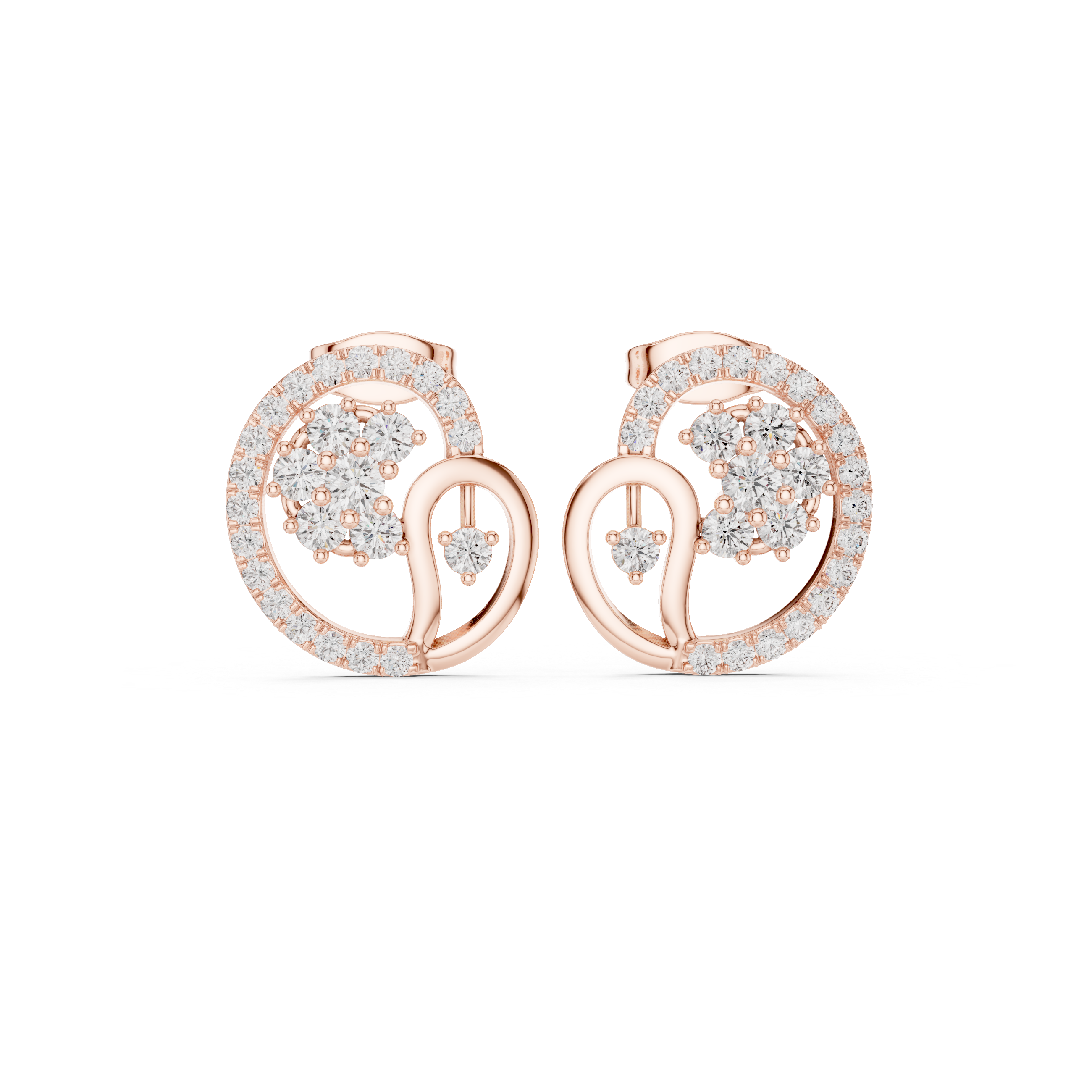Tiered Chandelier Diamond Stud Earrings in Rose Gold - VYKA Diamonds