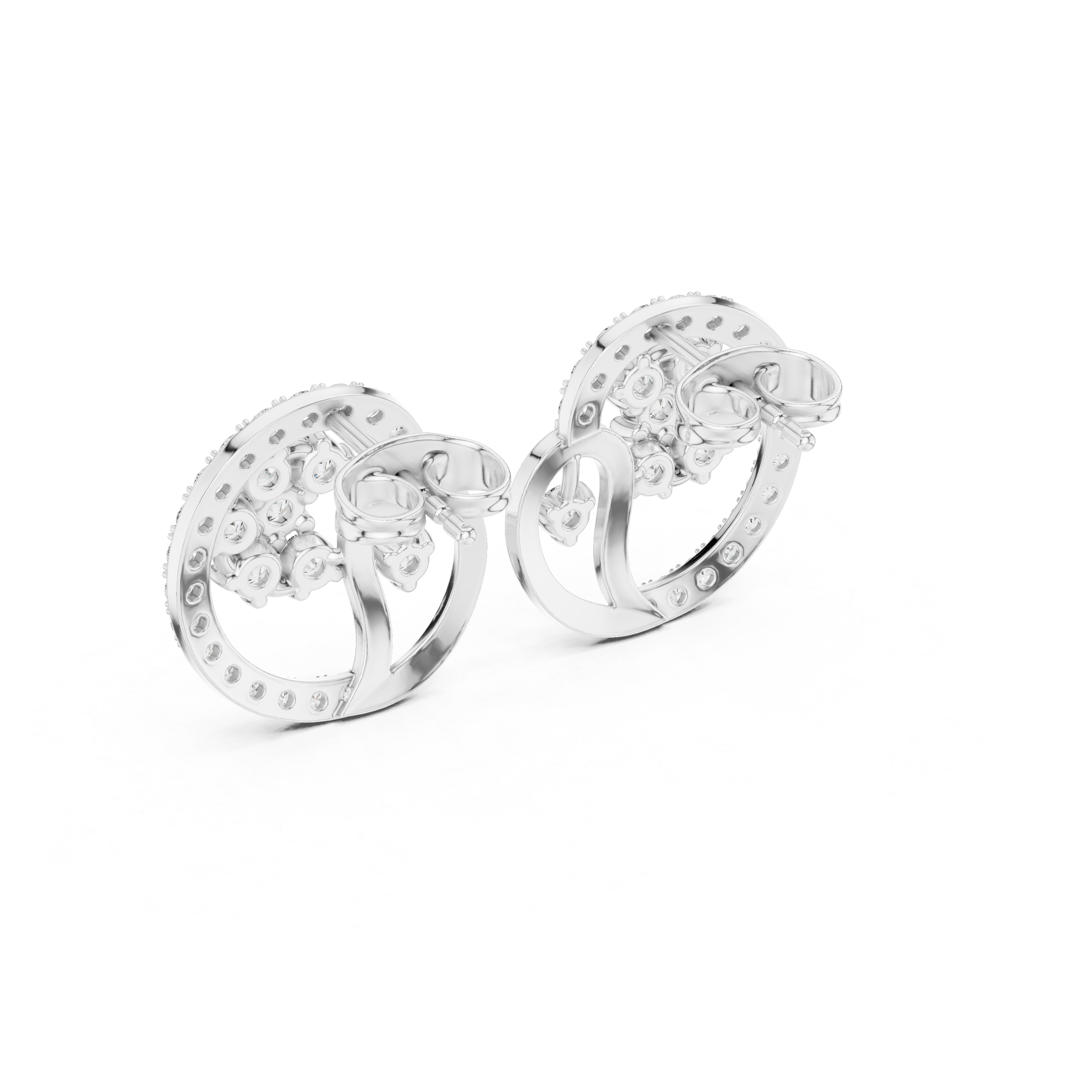 Tiered Chandelier Diamond Stud Earrings in White Gold - VYKA Diamonds