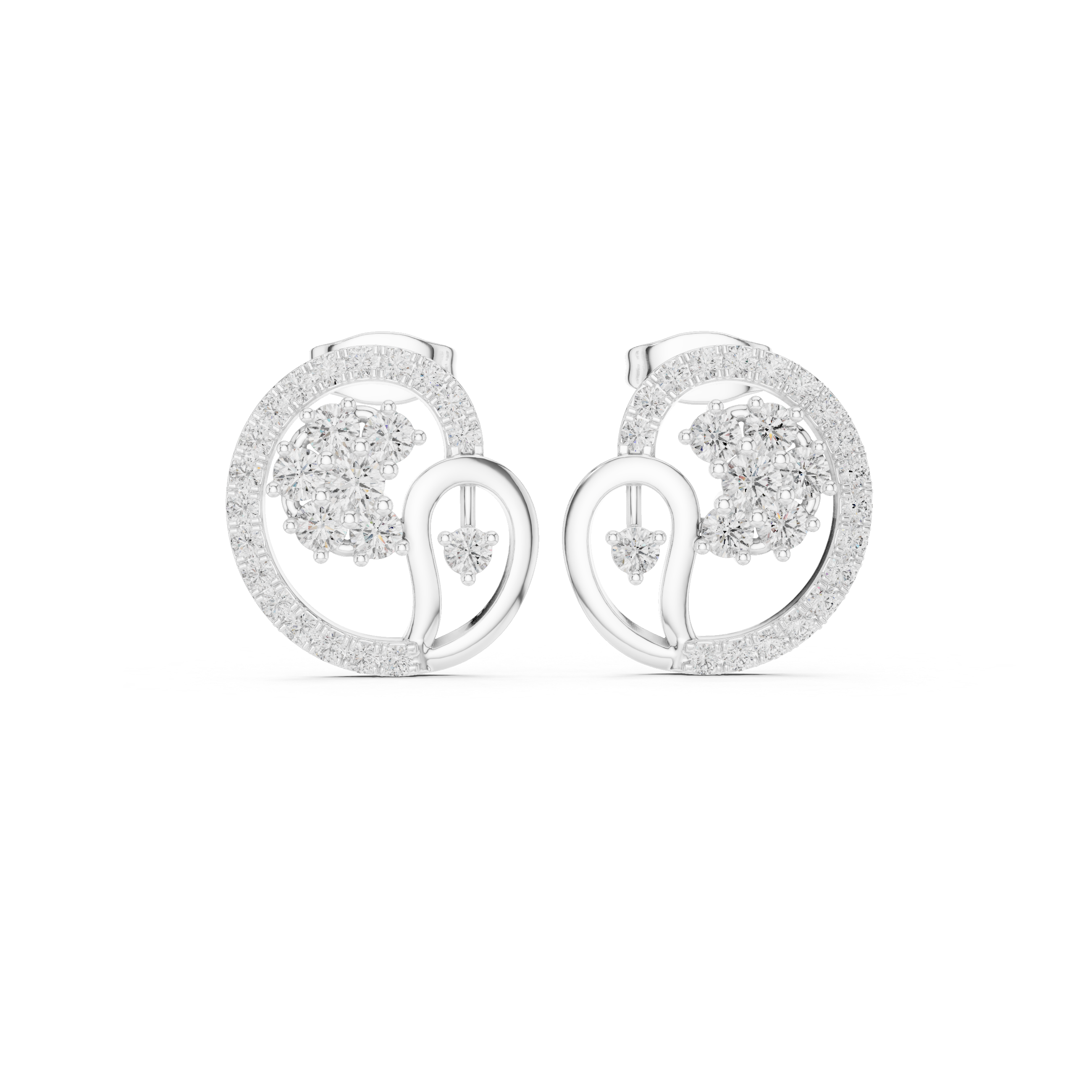 Tiered Chandelier Diamond Stud Earrings in White Gold - VYKA Diamonds