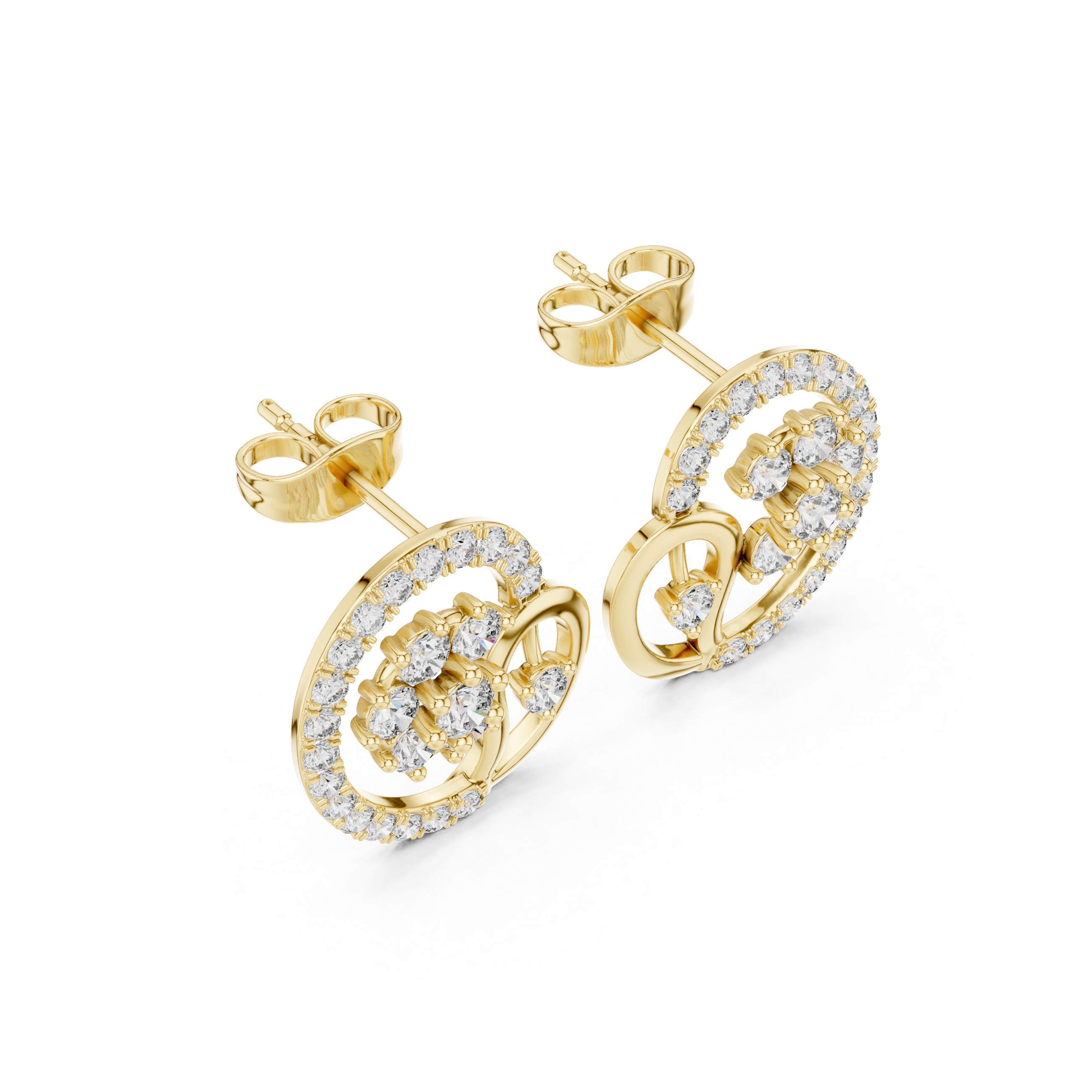 Tiered Chandelier Diamond Stud Earrings in Yellow Gold - VYKA Diamonds
