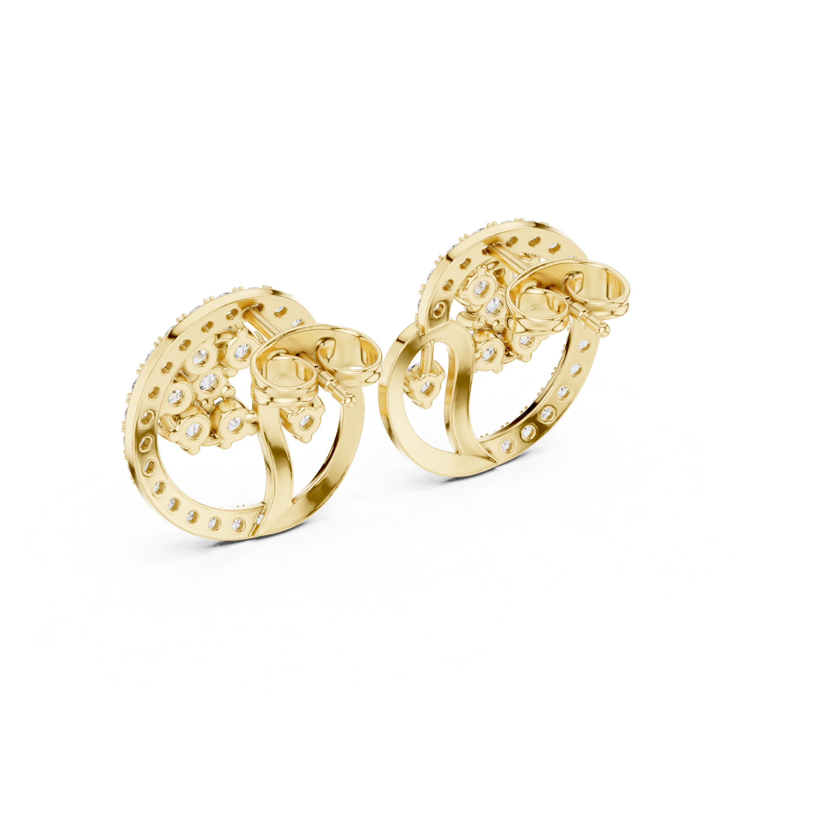 Tiered Chandelier Diamond Stud Earrings in Yellow Gold - VYKA Diamonds
