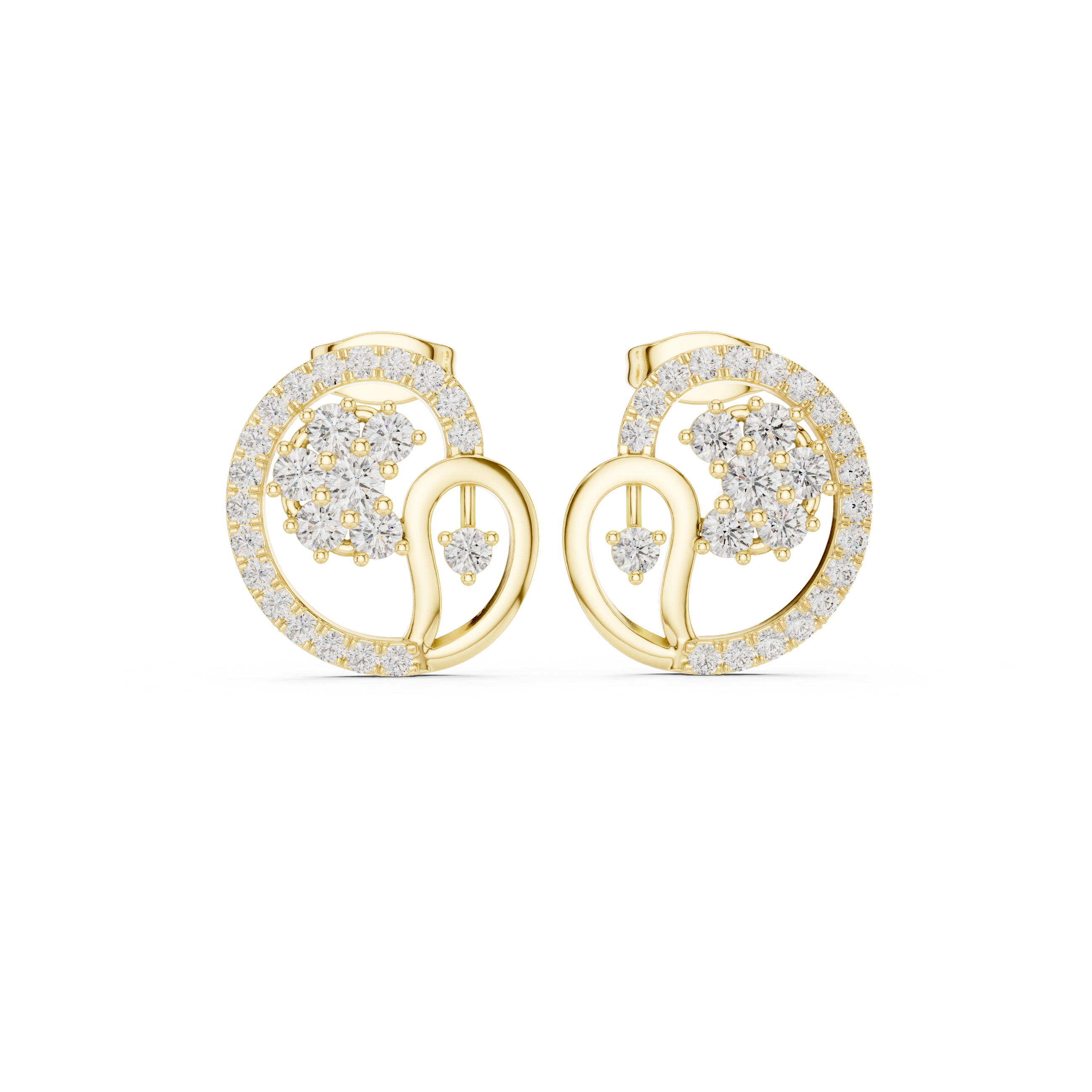 Tiered Chandelier Diamond Stud Earrings in Yellow Gold - VYKA Diamonds
