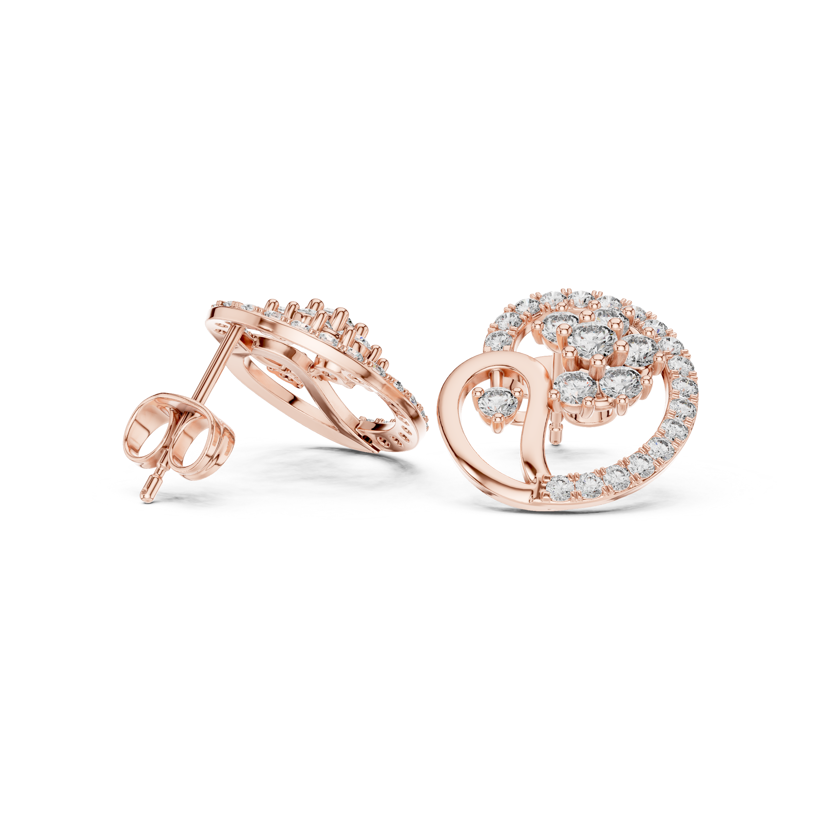 Tiered Chandelier Diamond Stud Earrings in Rose Gold - VYKA Diamonds