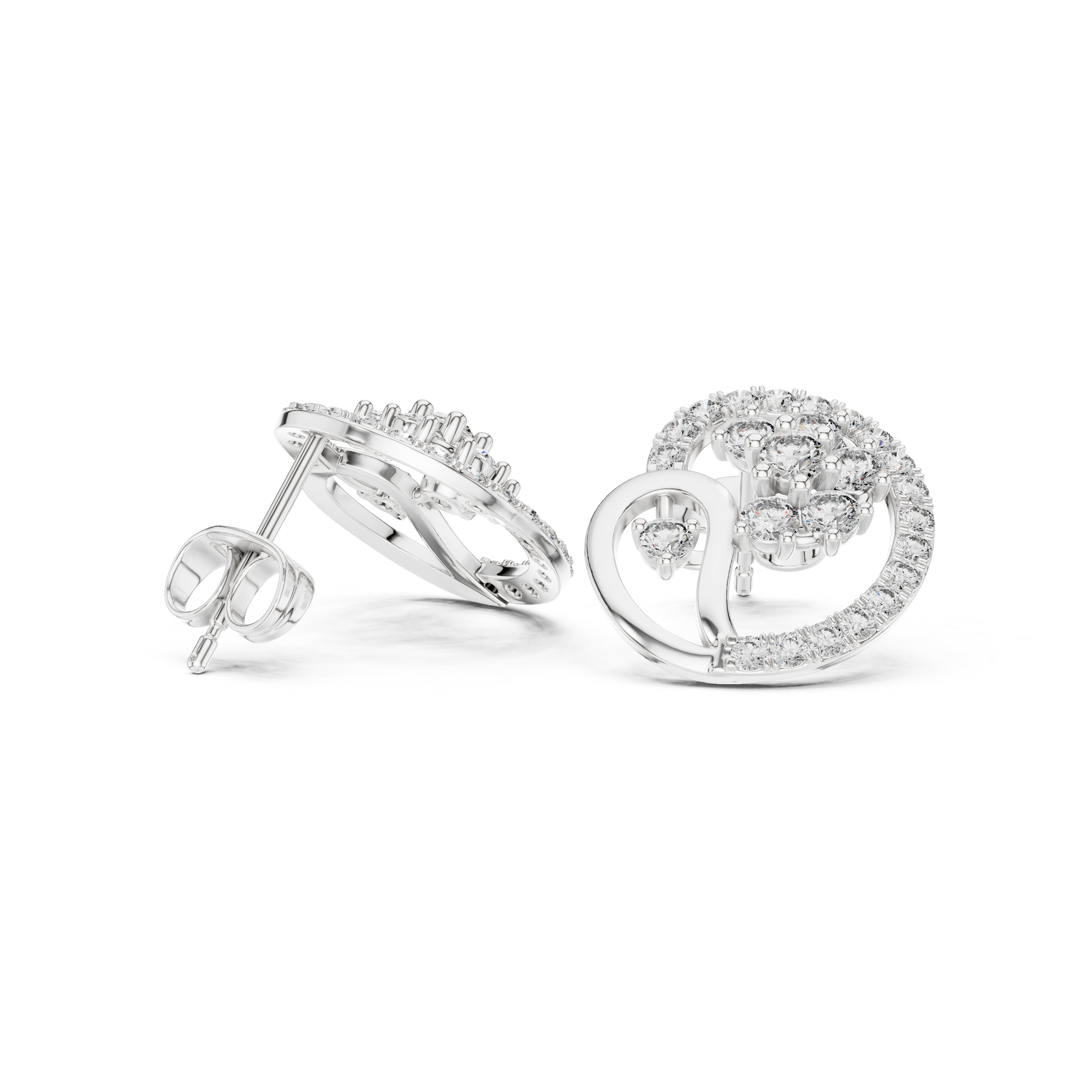 Tiered Chandelier Diamond Stud Earrings in White Gold - VYKA Diamonds
