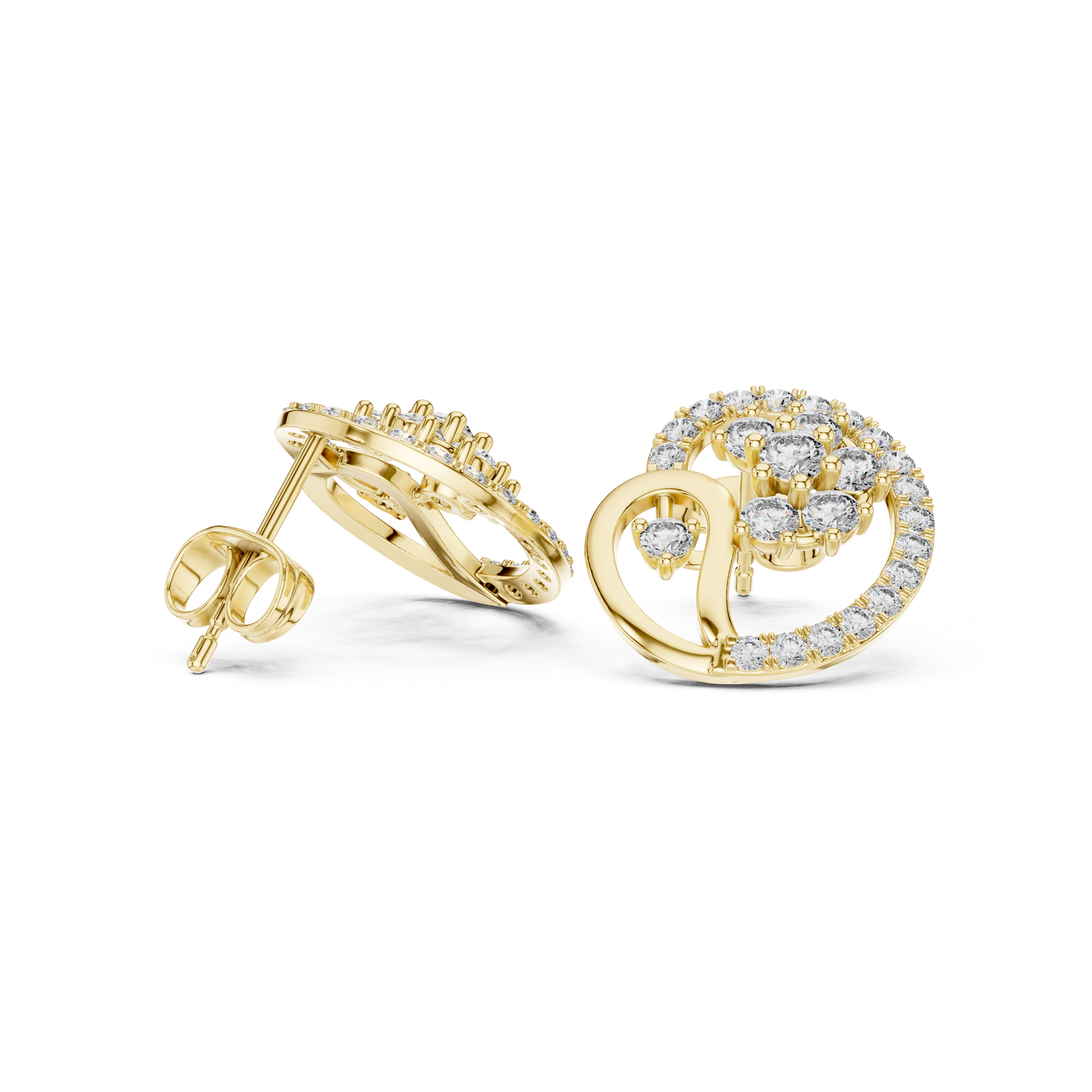 Tiered Chandelier Diamond Stud Earrings in Yellow Gold - VYKA Diamonds
