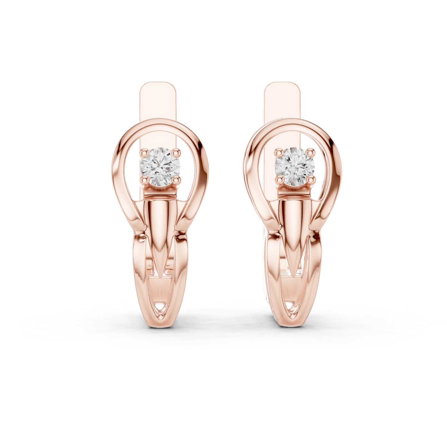 Knot Solitaire Diamond Earrings in Rose Gold - VYKA Diamonds
