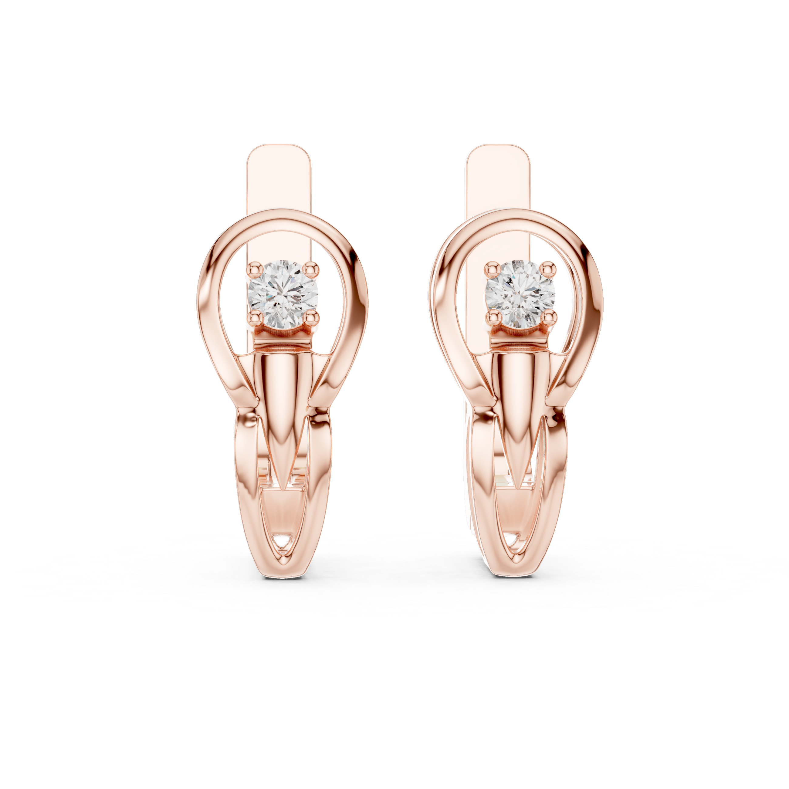 Knot Solitaire Diamond Earrings in Rose Gold - VYKA Diamonds