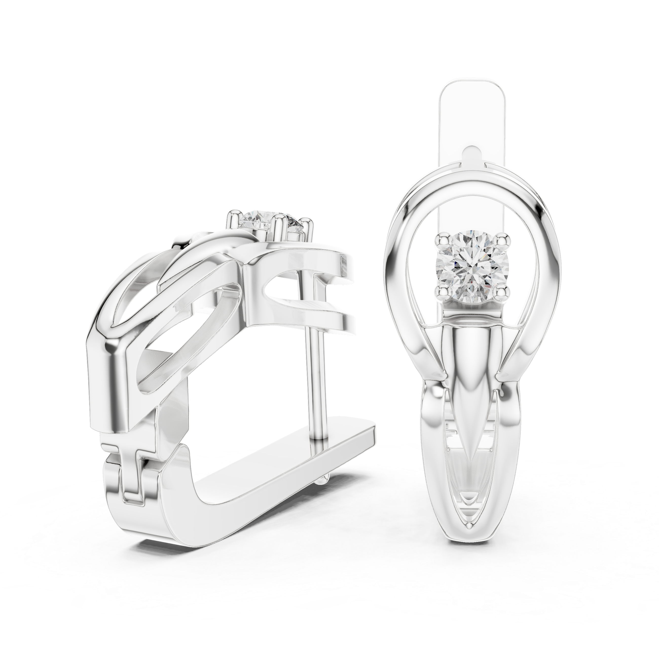 Knot Solitaire Diamond Earrings in White Gold - VYKA Diamonds