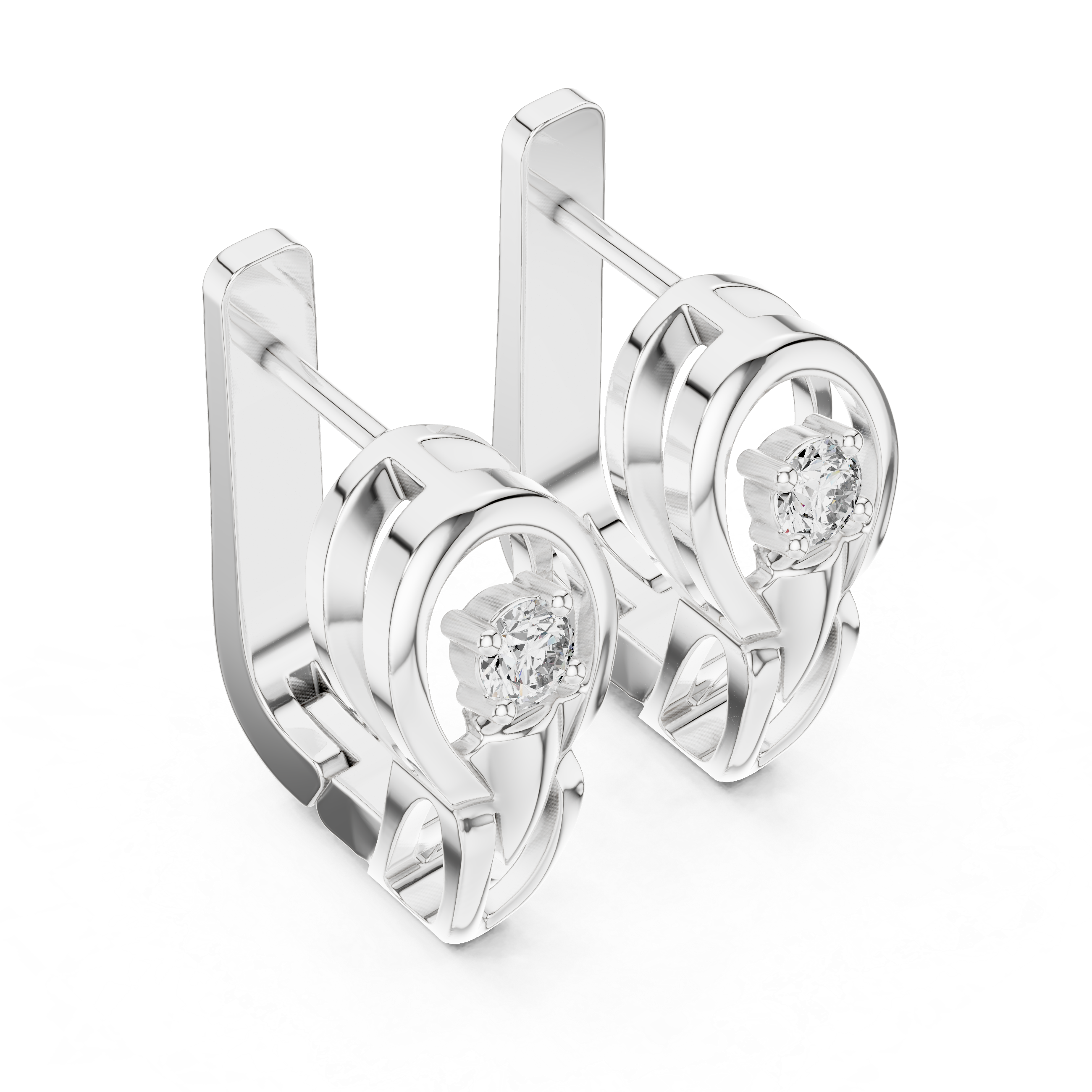 Knot Solitaire Diamond Earrings in White Gold - VYKA Diamonds