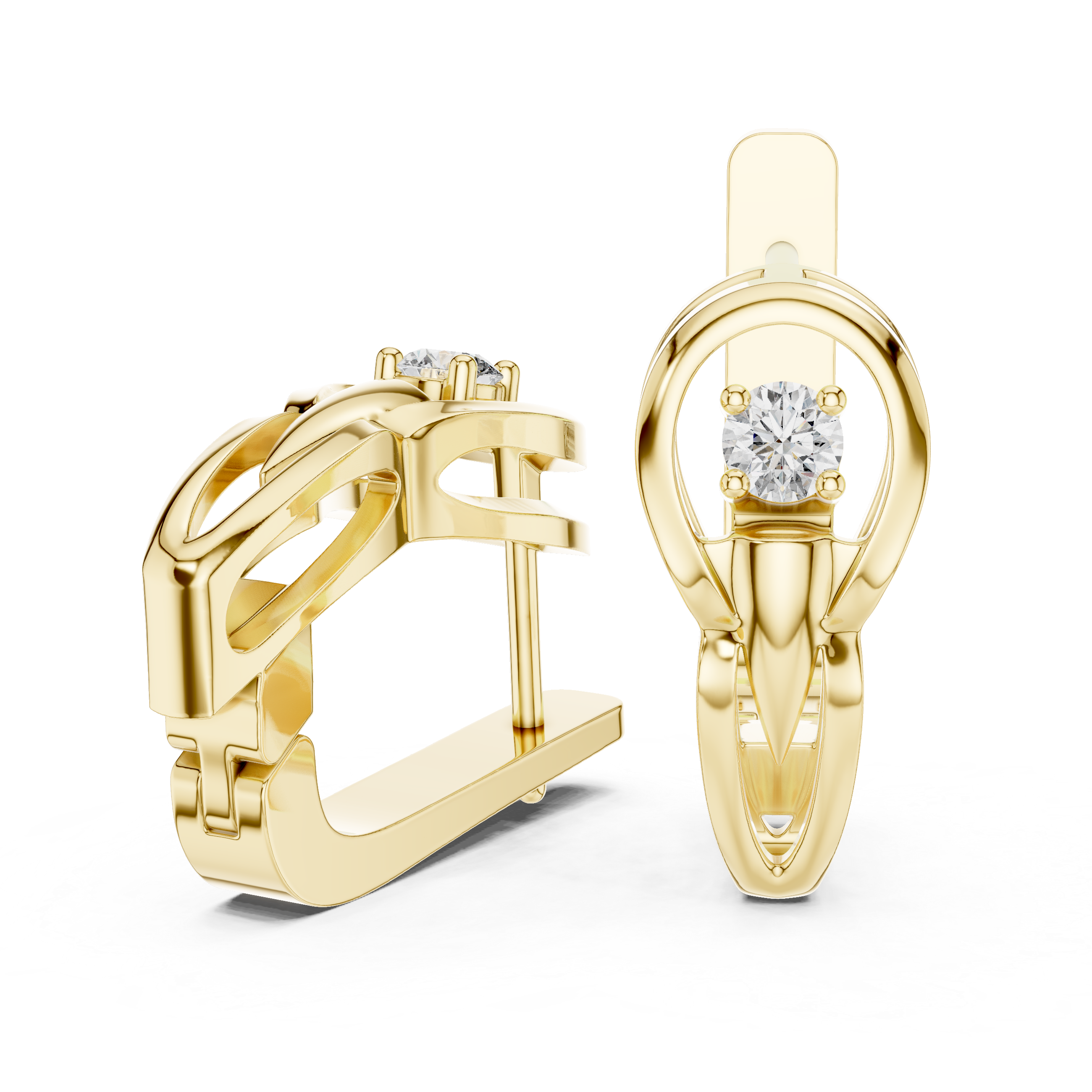 Knot Solitaire Diamond Earrings in Yellow Gold - VYKA Diamonds