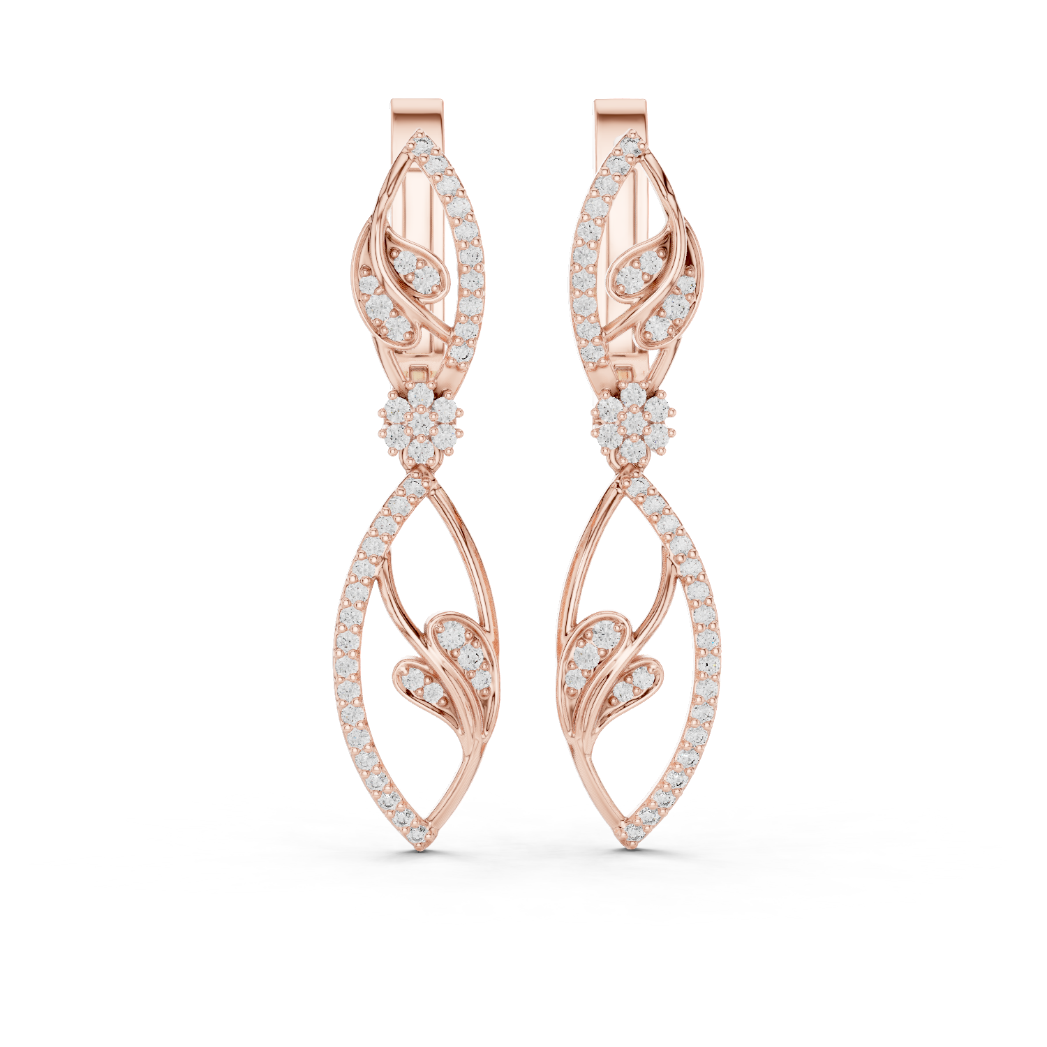 حلقان متدلية بشكل نباتي من الألماس in Rose Gold - VYKA Diamonds