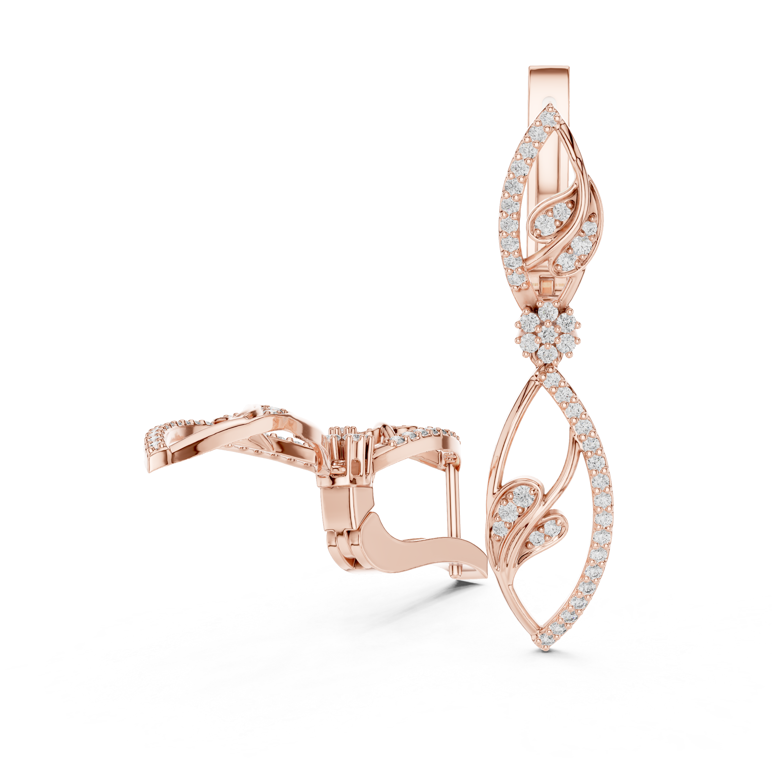 حلقان متدلية بشكل نباتي من الألماس in Rose Gold - VYKA Diamonds