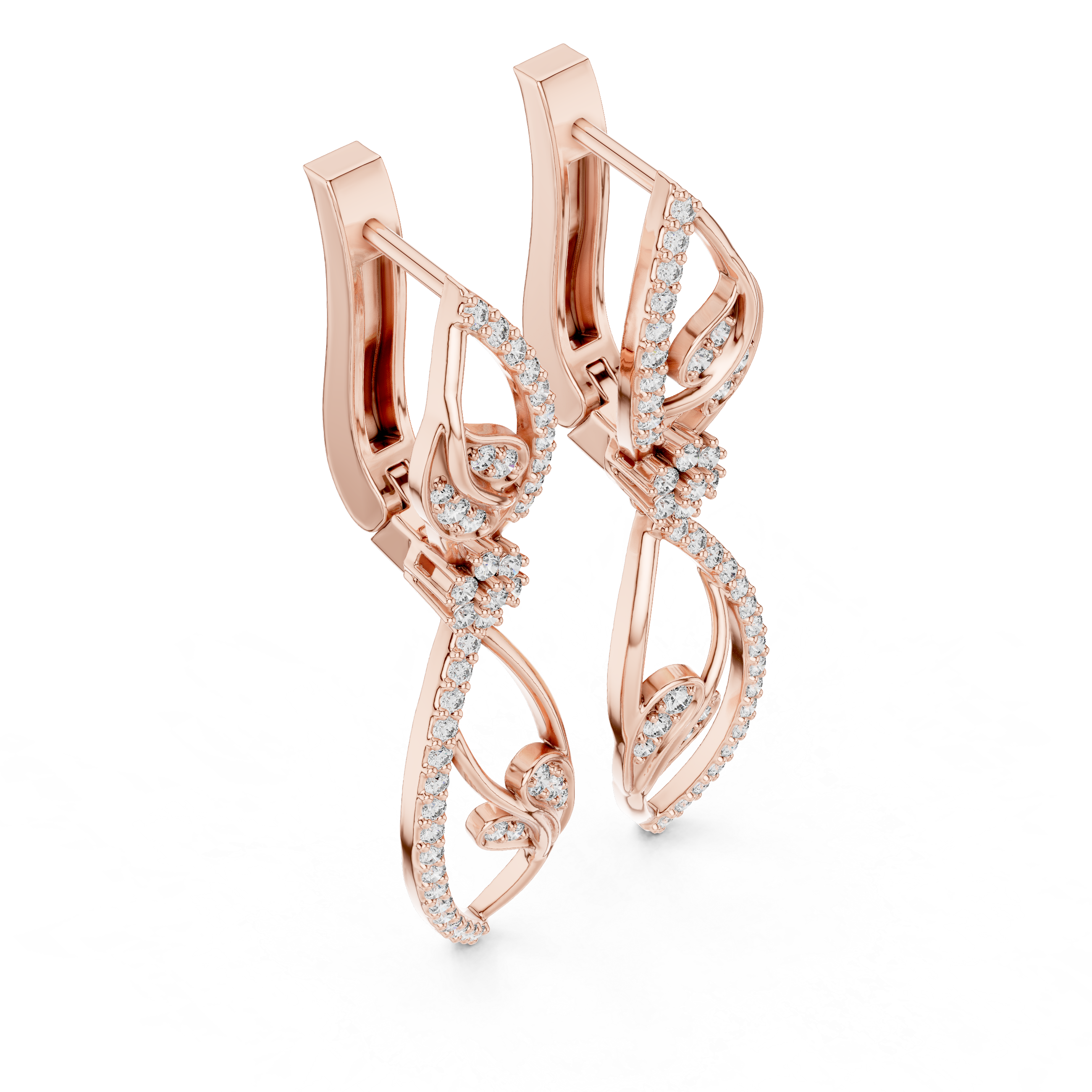 حلقان متدلية بشكل نباتي من الألماس in Rose Gold - VYKA Diamonds