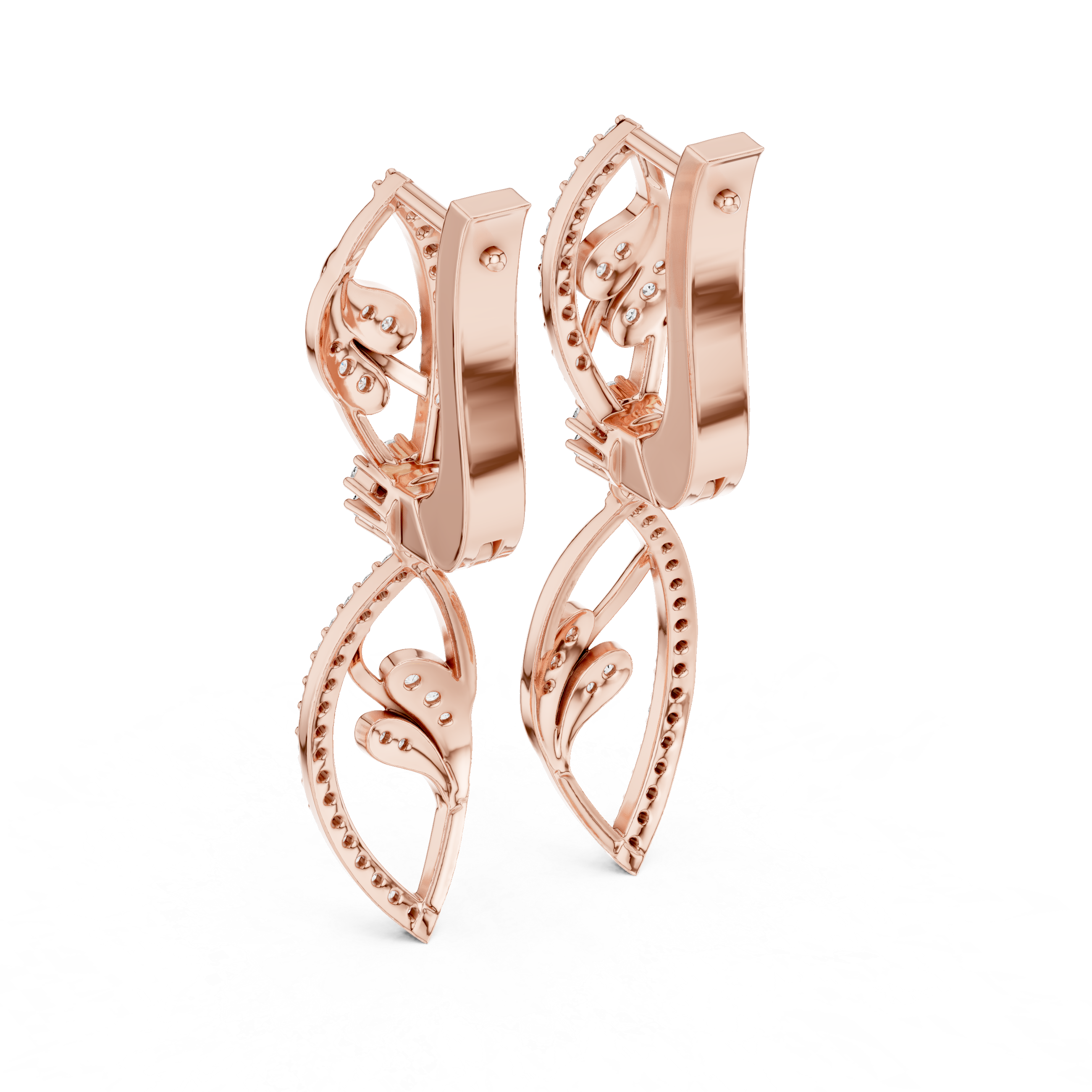 حلقان متدلية بشكل نباتي من الألماس in Rose Gold - VYKA Diamonds