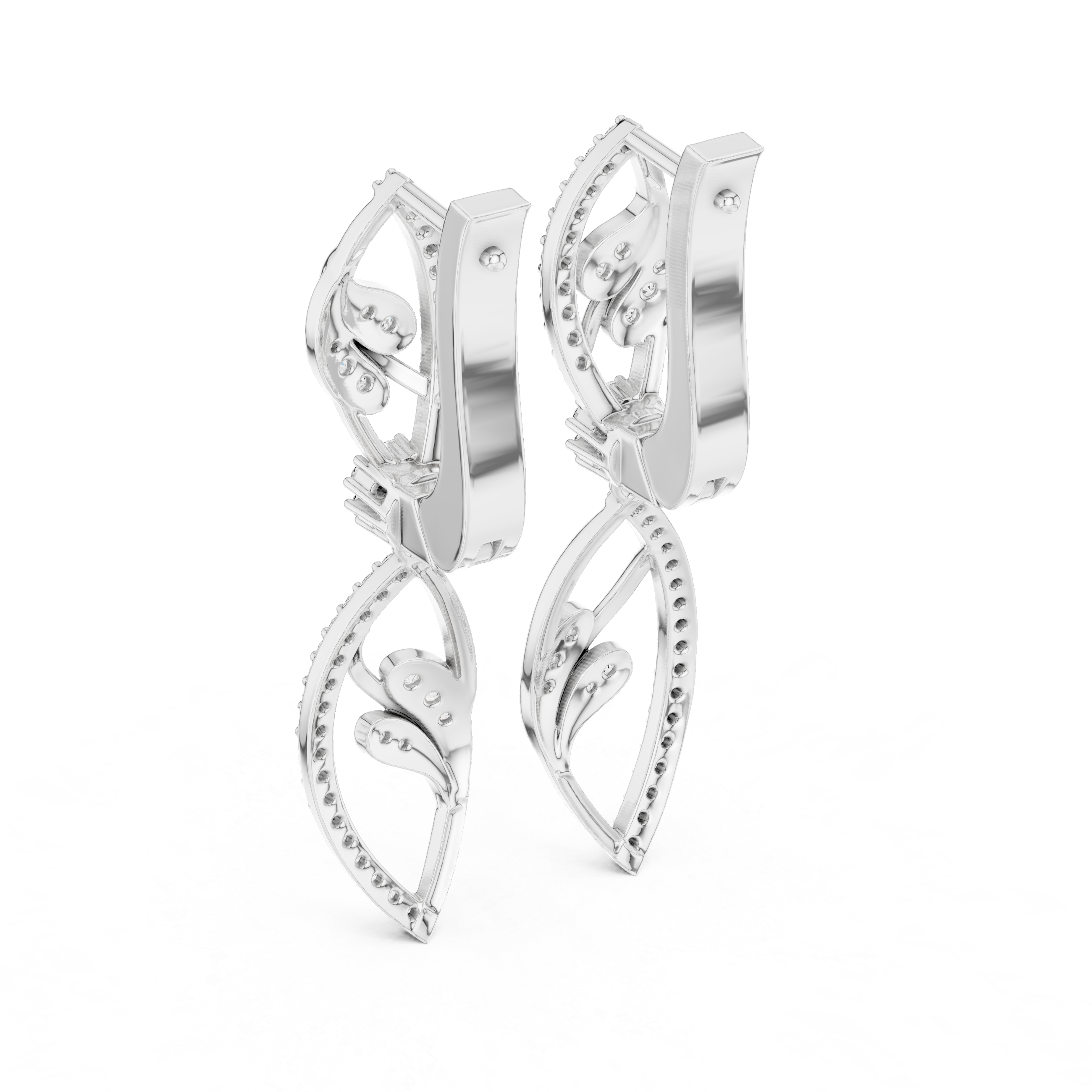حلقان متدلية بشكل نباتي من الألماس in White Gold - VYKA Diamonds