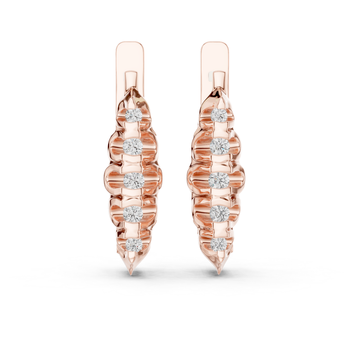 Sculpted Trio Diamond Earrings