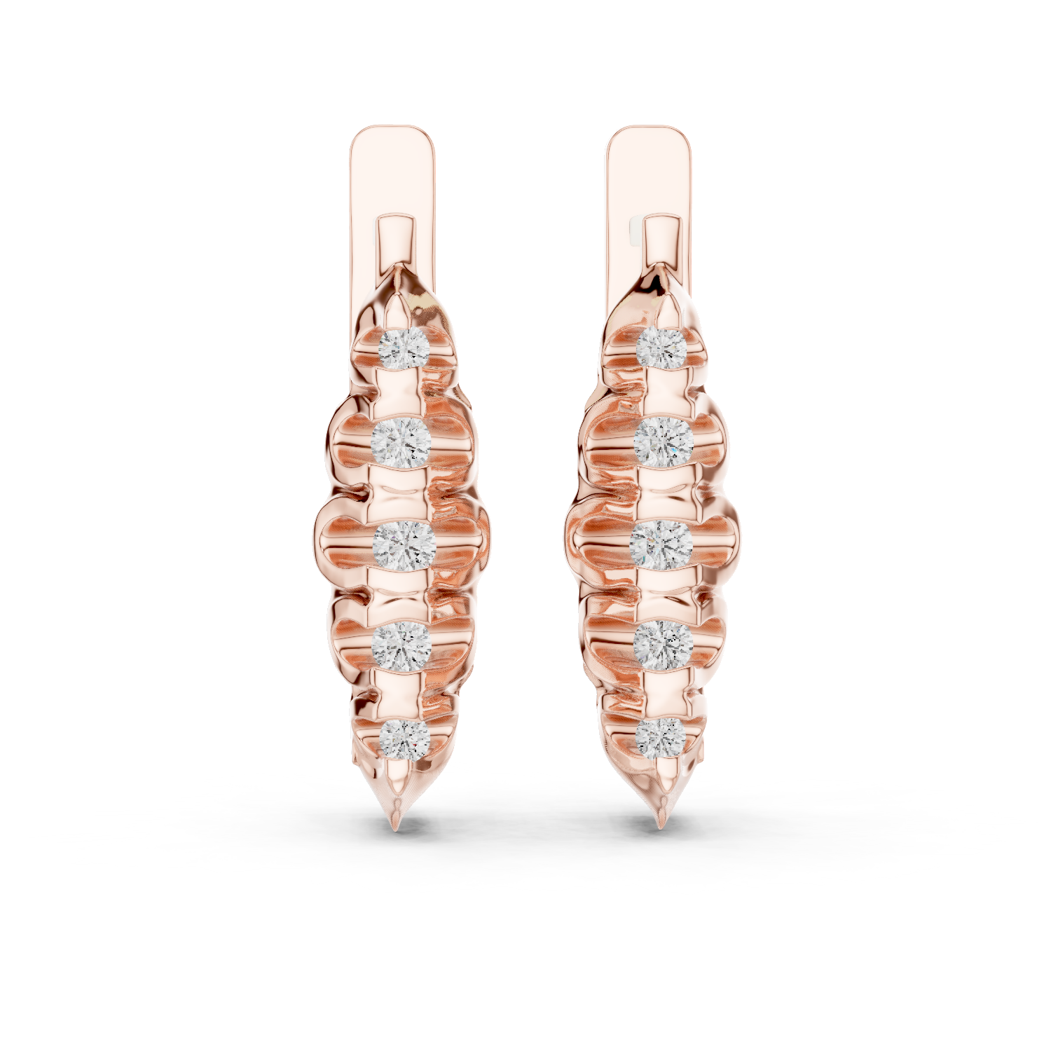 Sculpted Trio Diamond Earrings in Rose Gold - VYKA Diamonds