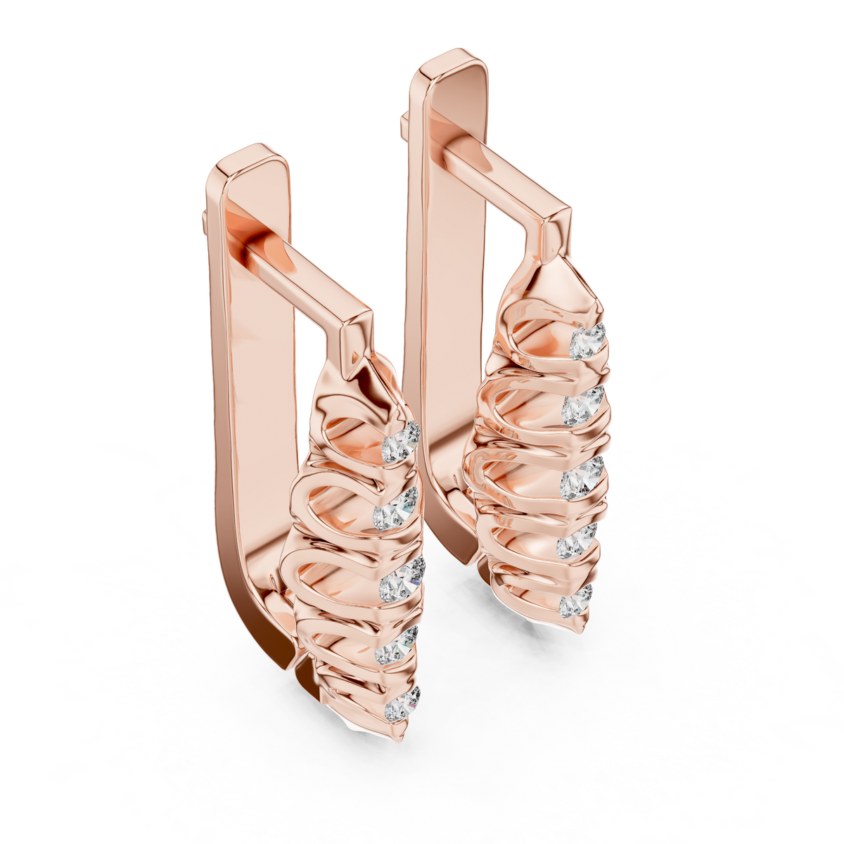 Sculpted Trio Diamond Earrings