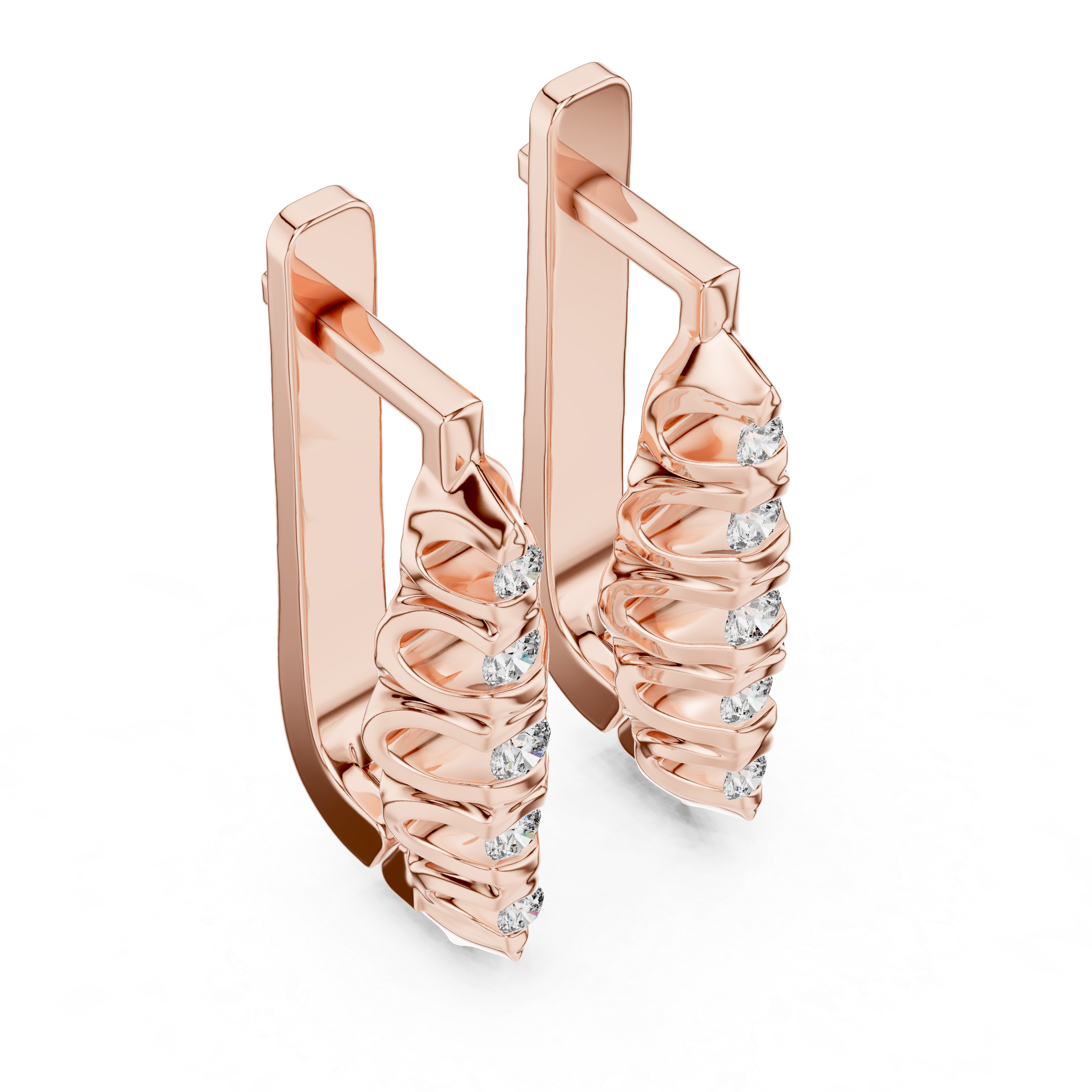 Sculpted Trio Diamond Earrings in Rose Gold - VYKA Diamonds