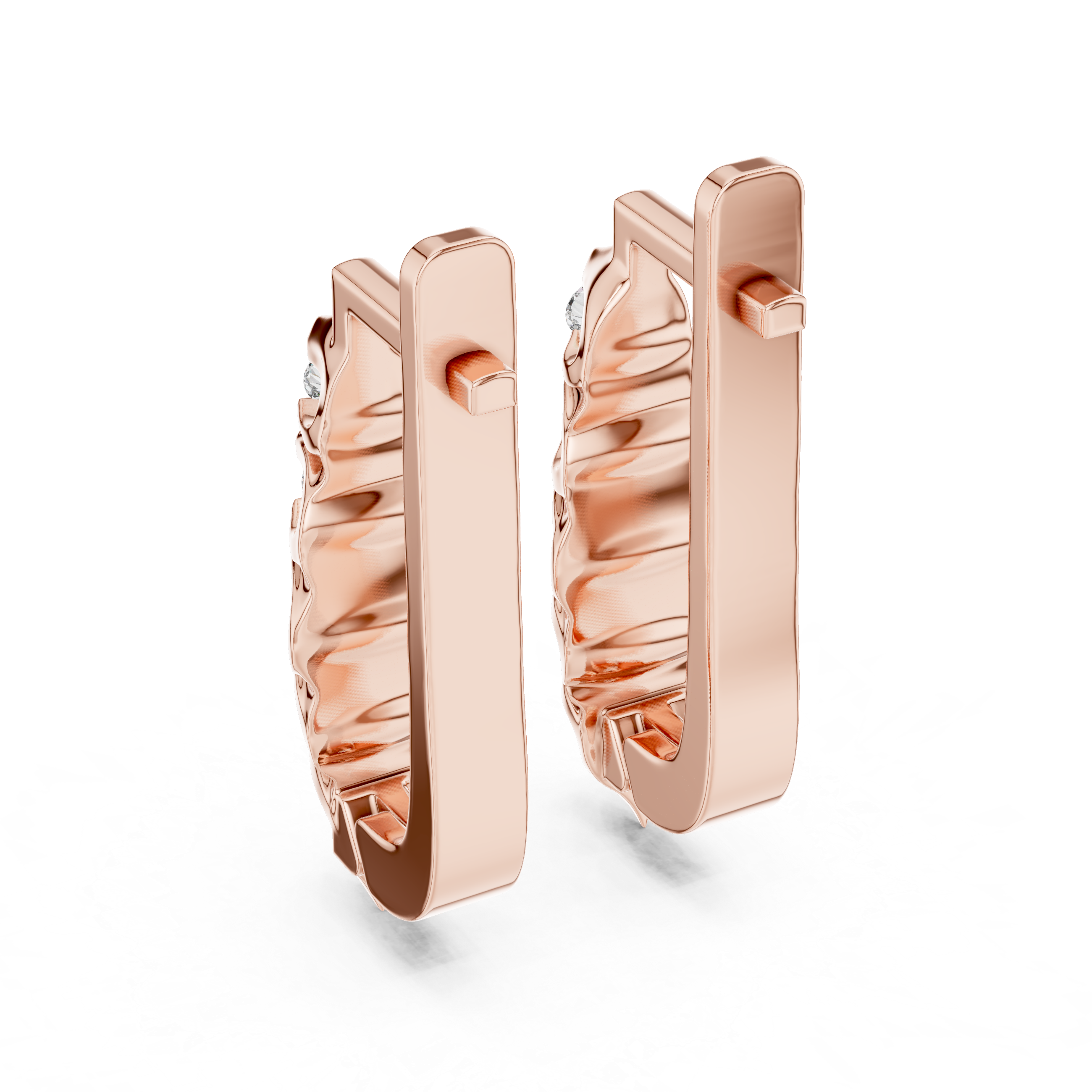 Sculpted Trio Diamond Earrings in Rose Gold - VYKA Diamonds
