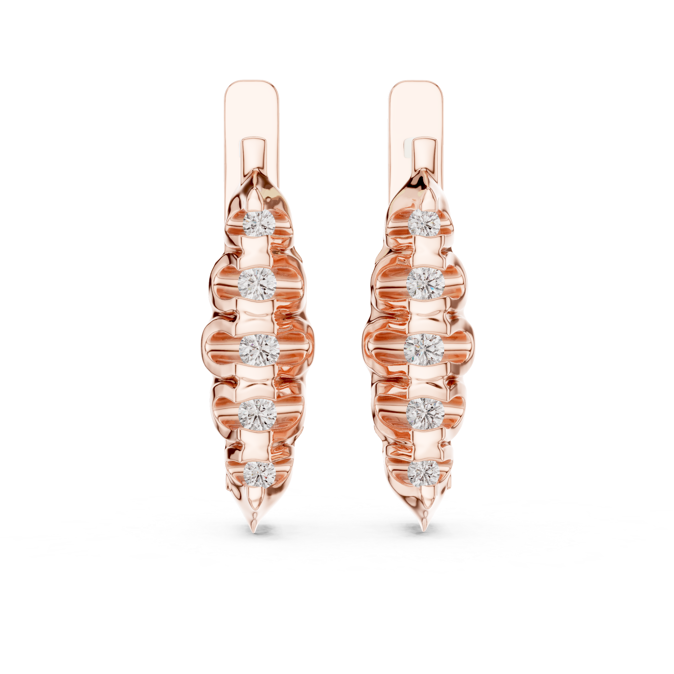 Sculpted Trio Diamond Earrings in Rose Gold - VYKA Diamonds