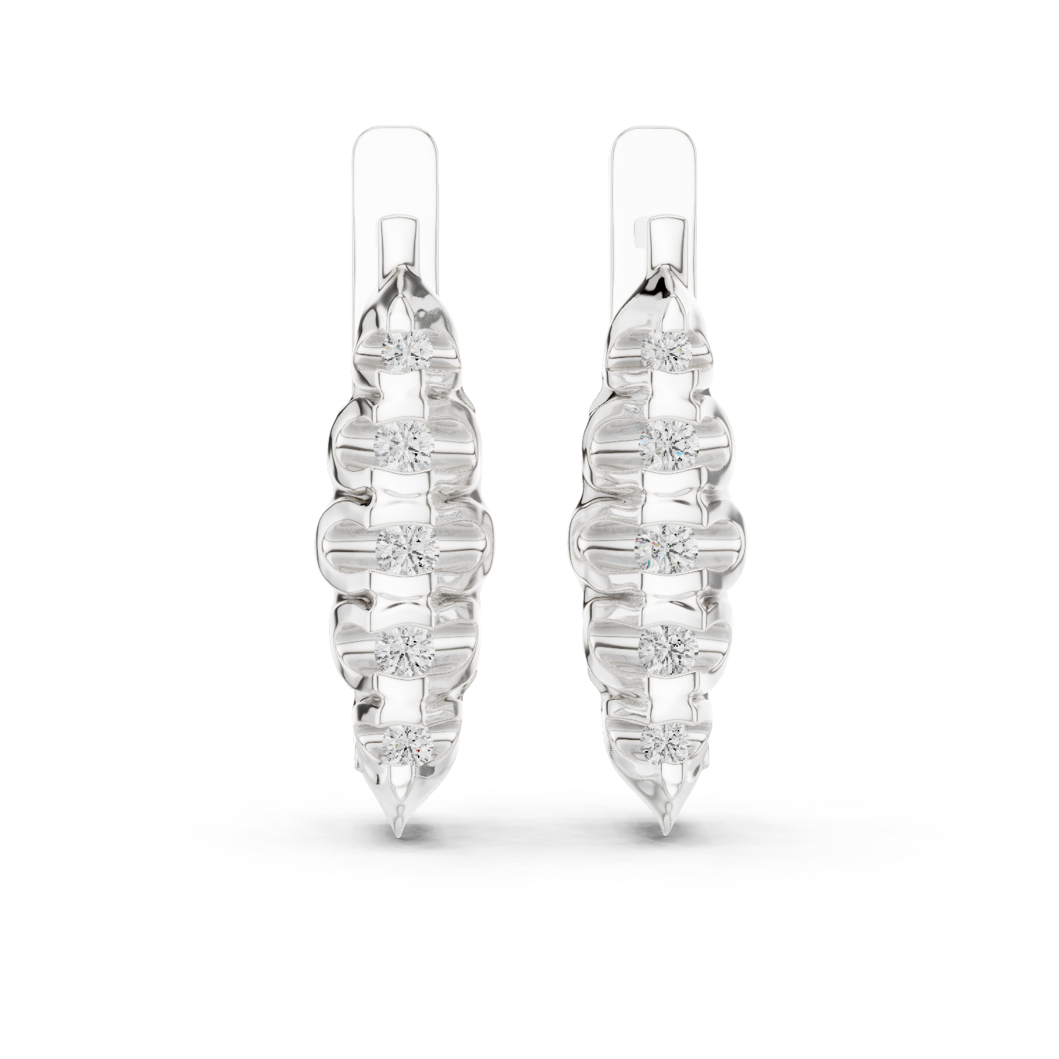 Sculpted Trio Diamond Earrings in White Gold - VYKA Diamonds