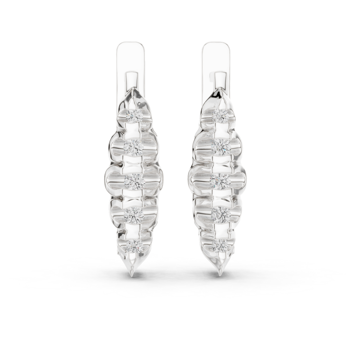 Sculpted Trio Diamond Earrings
