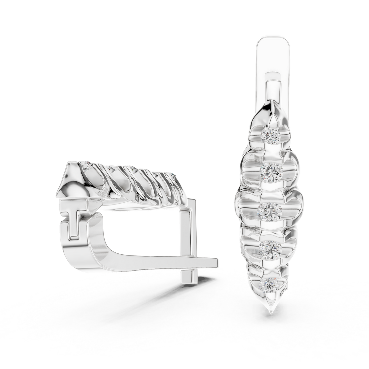 Sculpted Trio Diamond Earrings