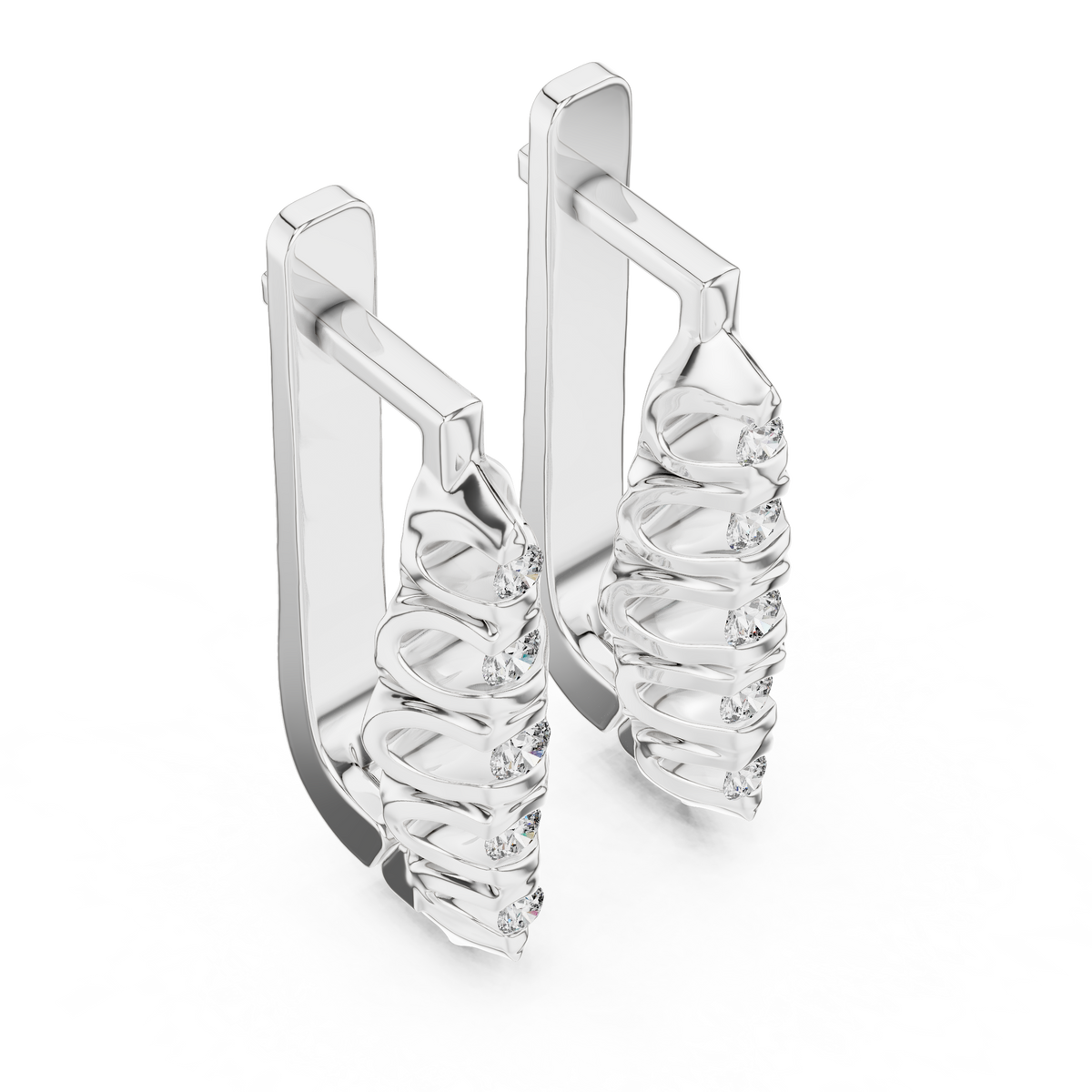 Sculpted Trio Diamond Earrings