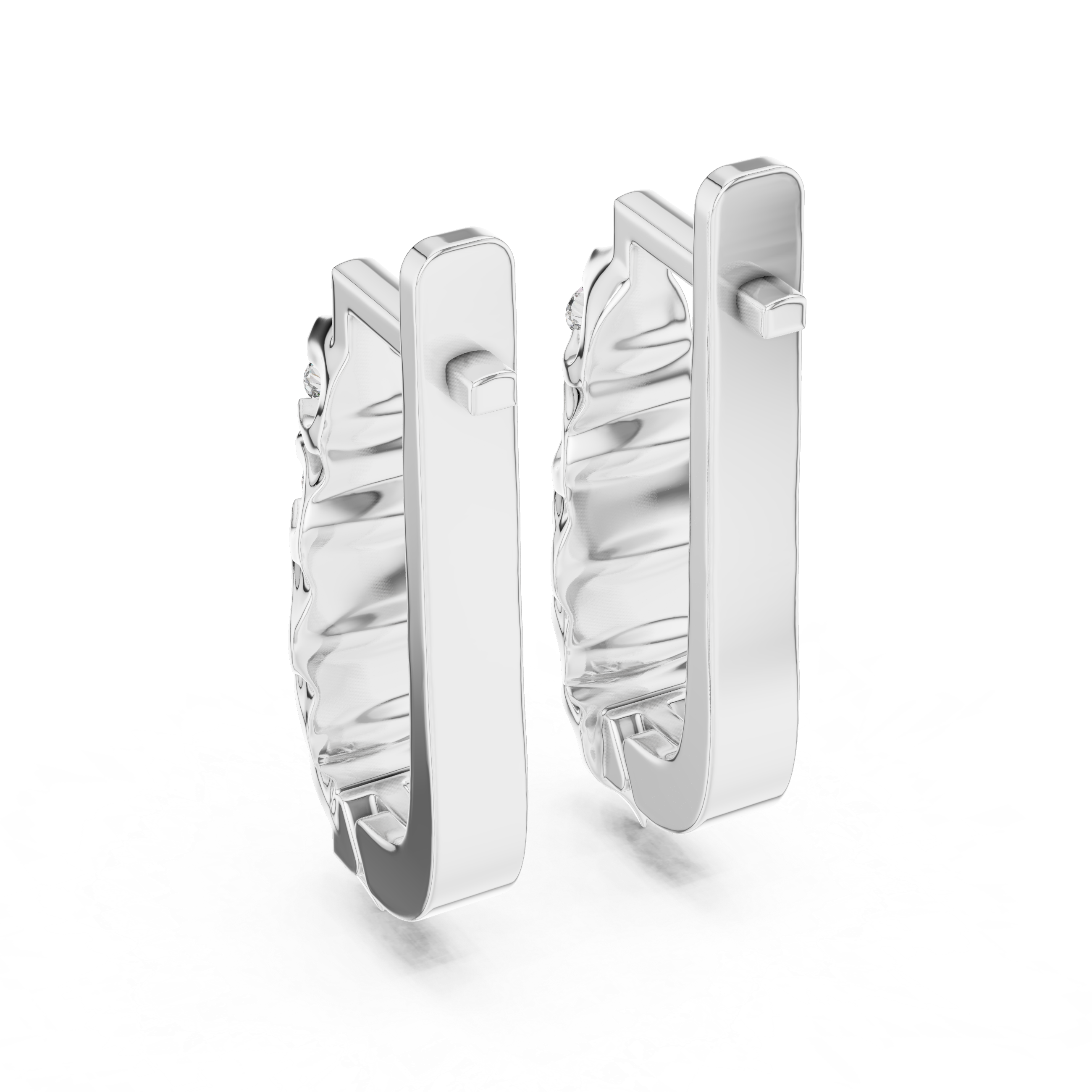 Sculpted Trio Diamond Earrings in White Gold - VYKA Diamonds