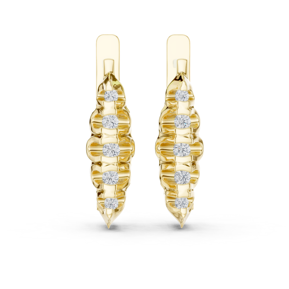 Sculpted Trio Diamond Earrings