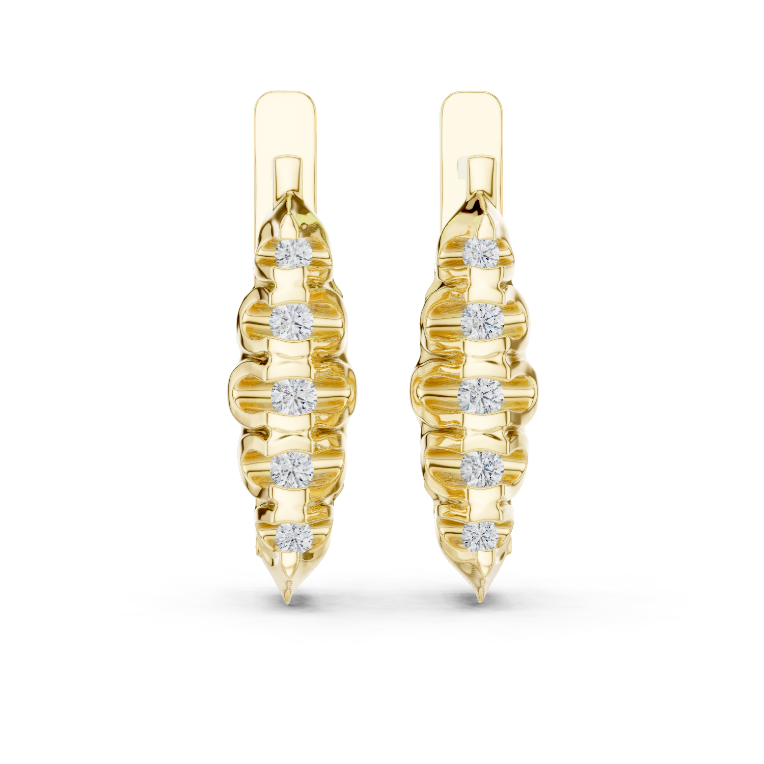 Sculpted Trio Diamond Earrings in Yellow Gold - VYKA Diamonds