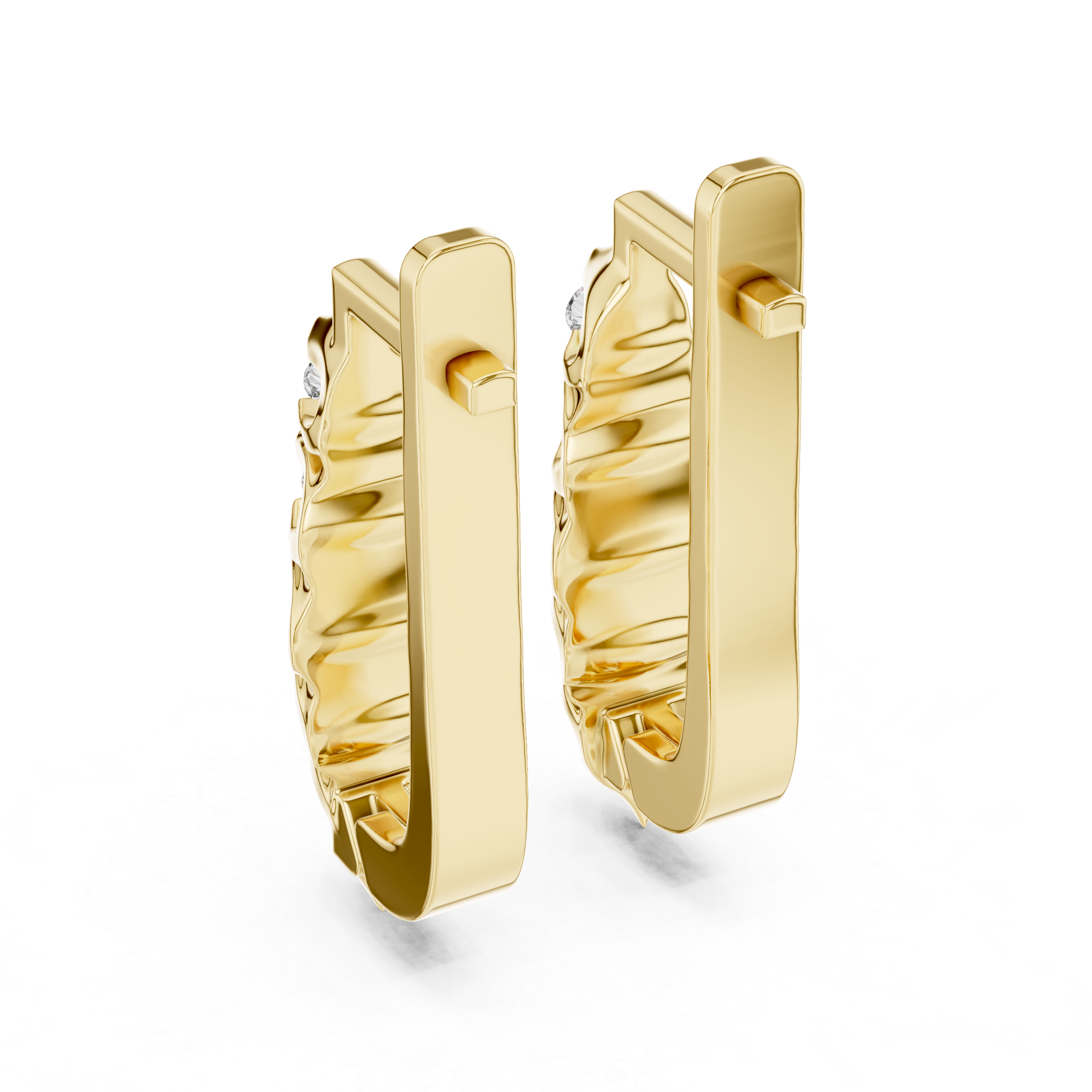 Sculpted Trio Diamond Earrings in Yellow Gold - VYKA Diamonds