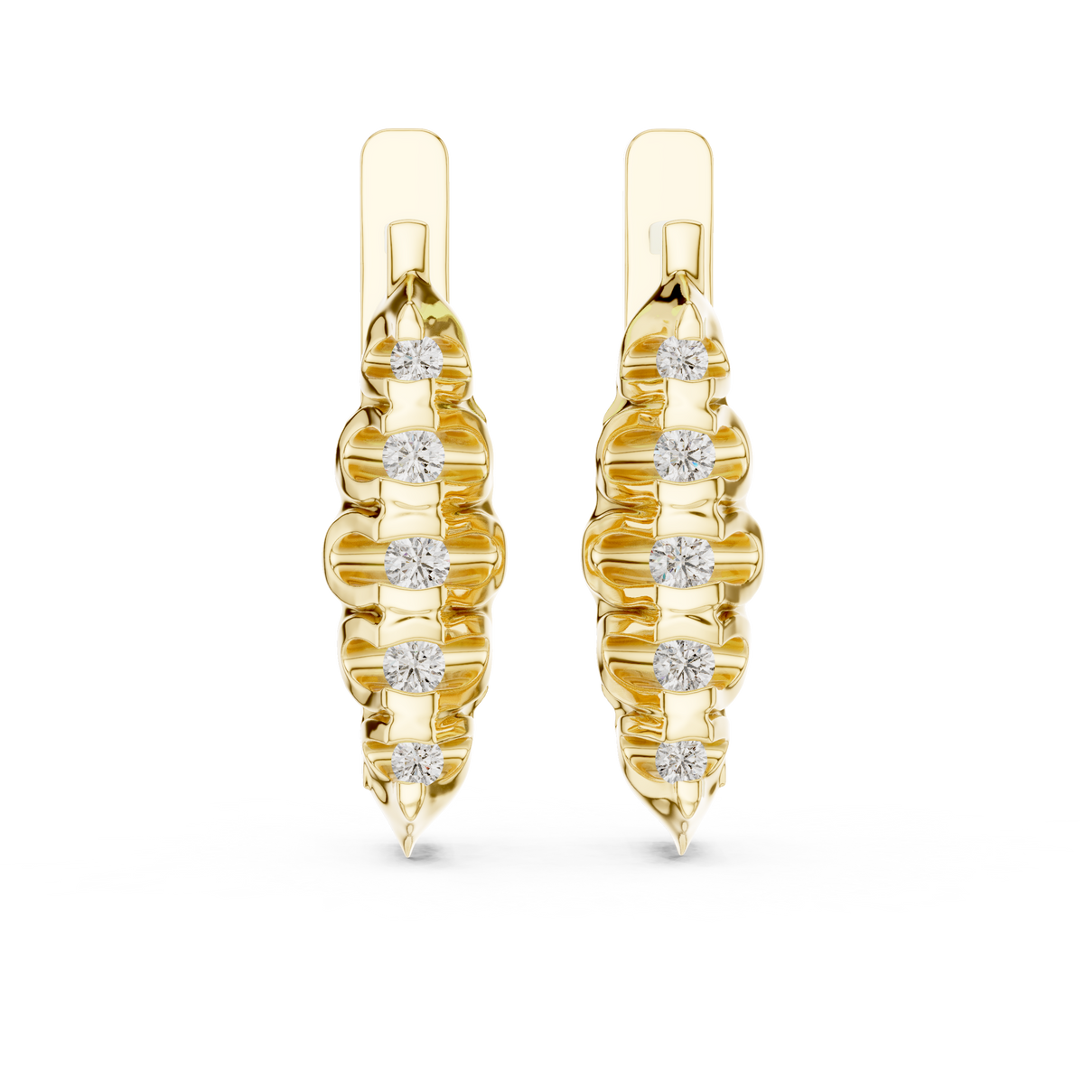 Sculpted Trio Diamond Earrings