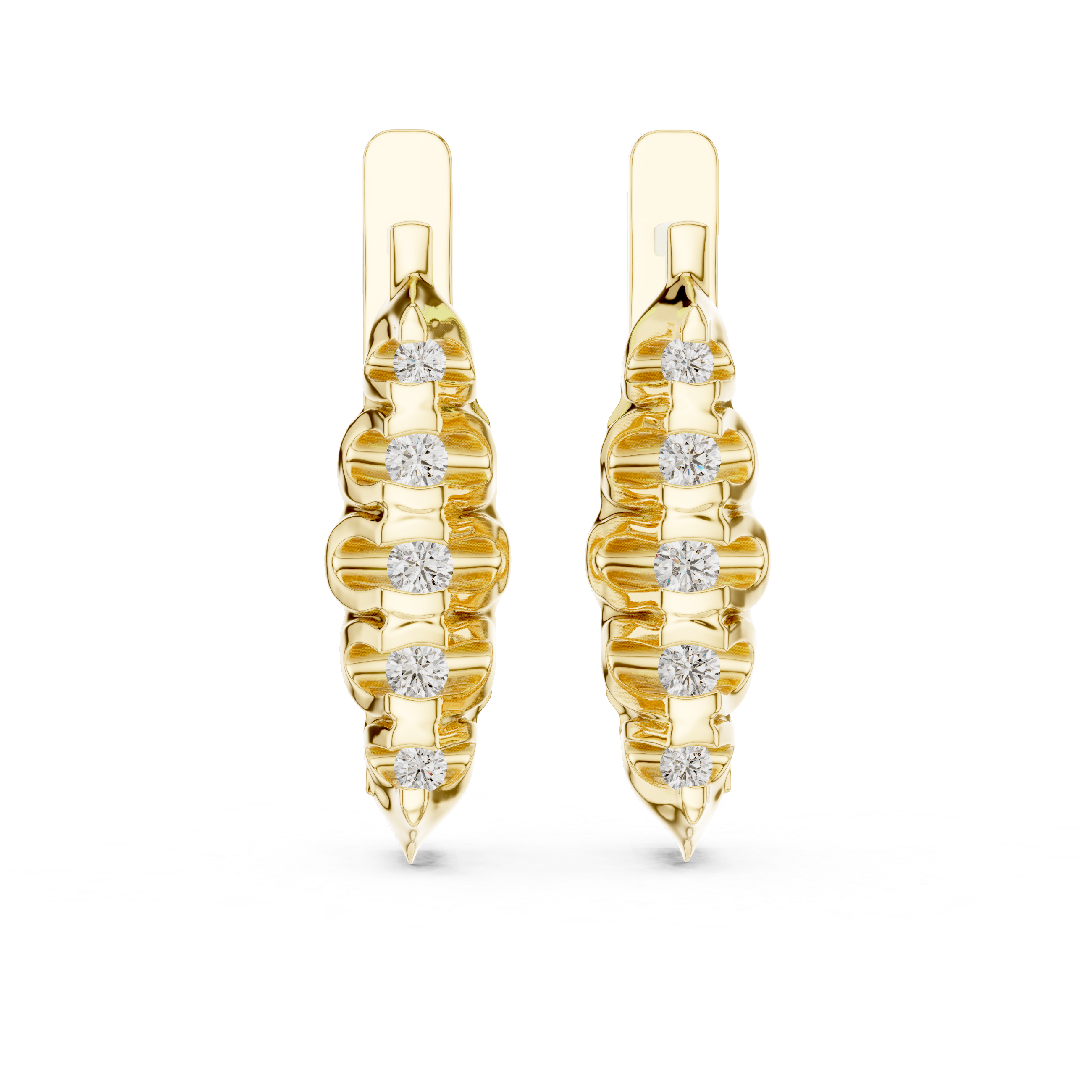 Sculpted Trio Diamond Earrings in Yellow Gold - VYKA Diamonds