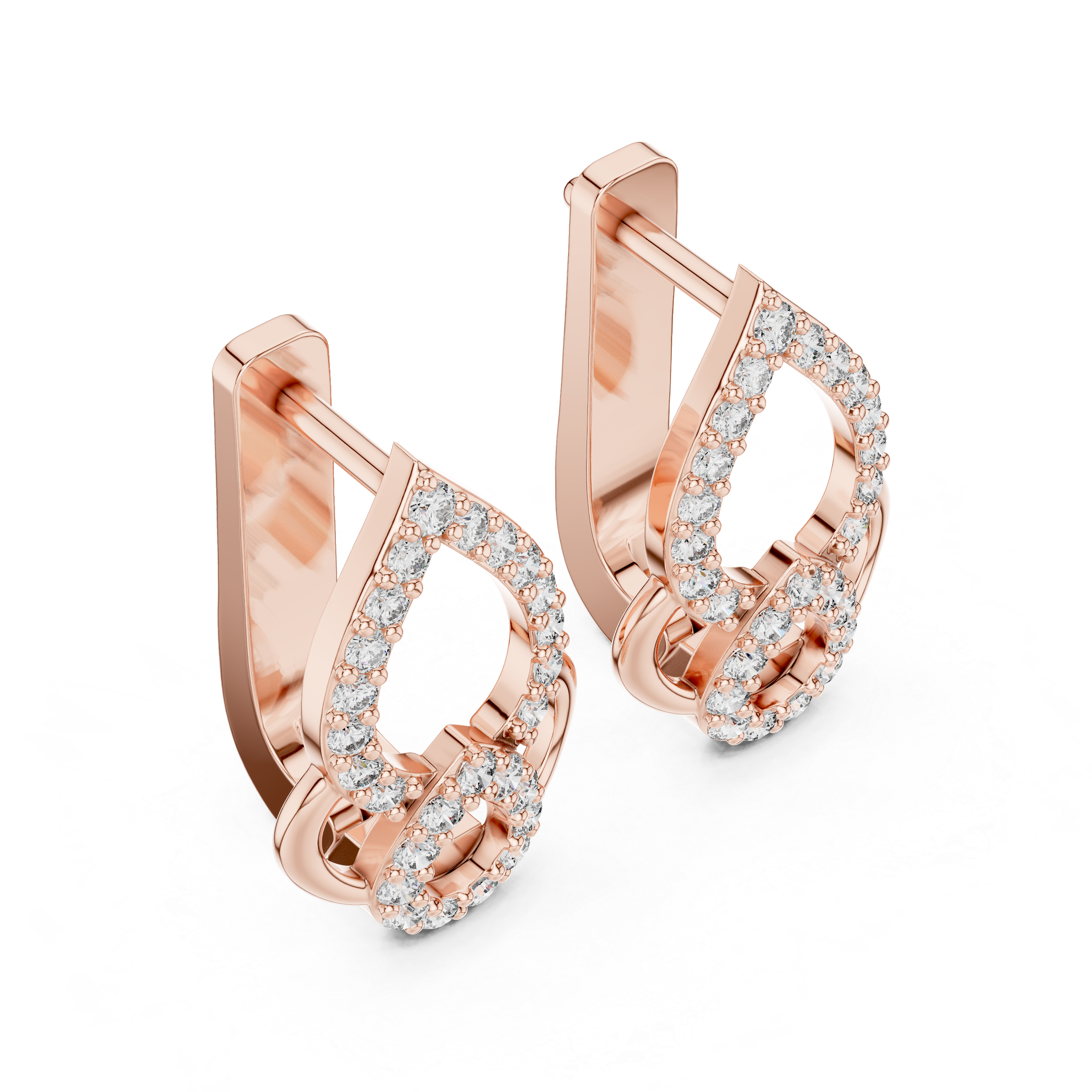 Pear Halo Diamond Drop Earrings in Rose Gold - VYKA Diamonds