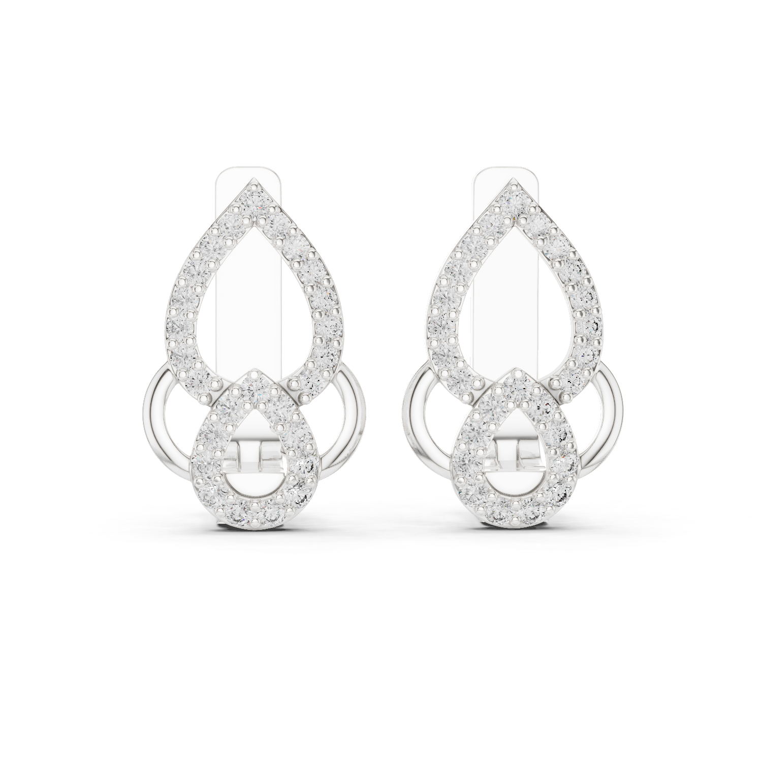 Pear Halo Diamond Drop Earrings in White Gold - VYKA Diamonds