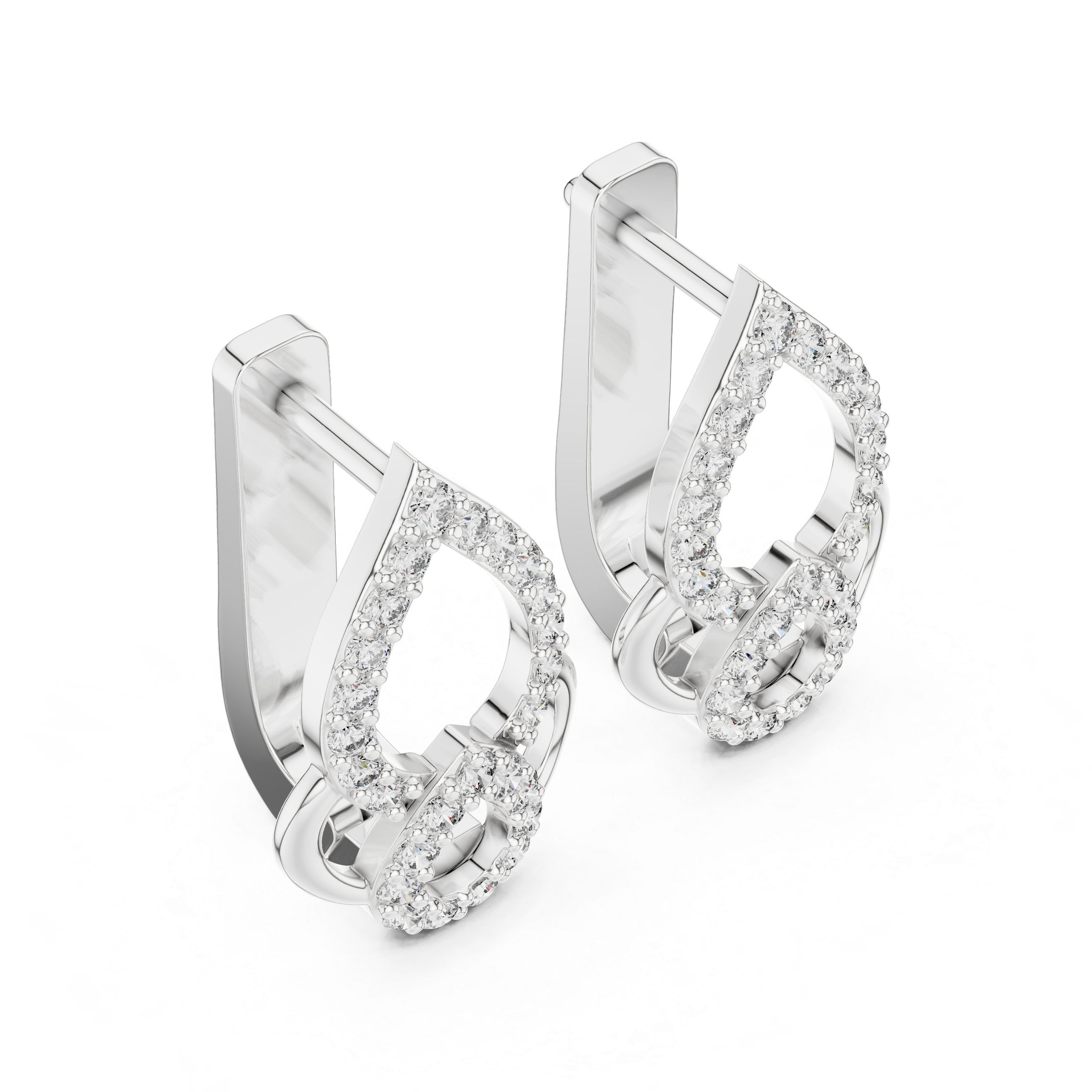 Pear Halo Diamond Drop Earrings in White Gold - VYKA Diamonds