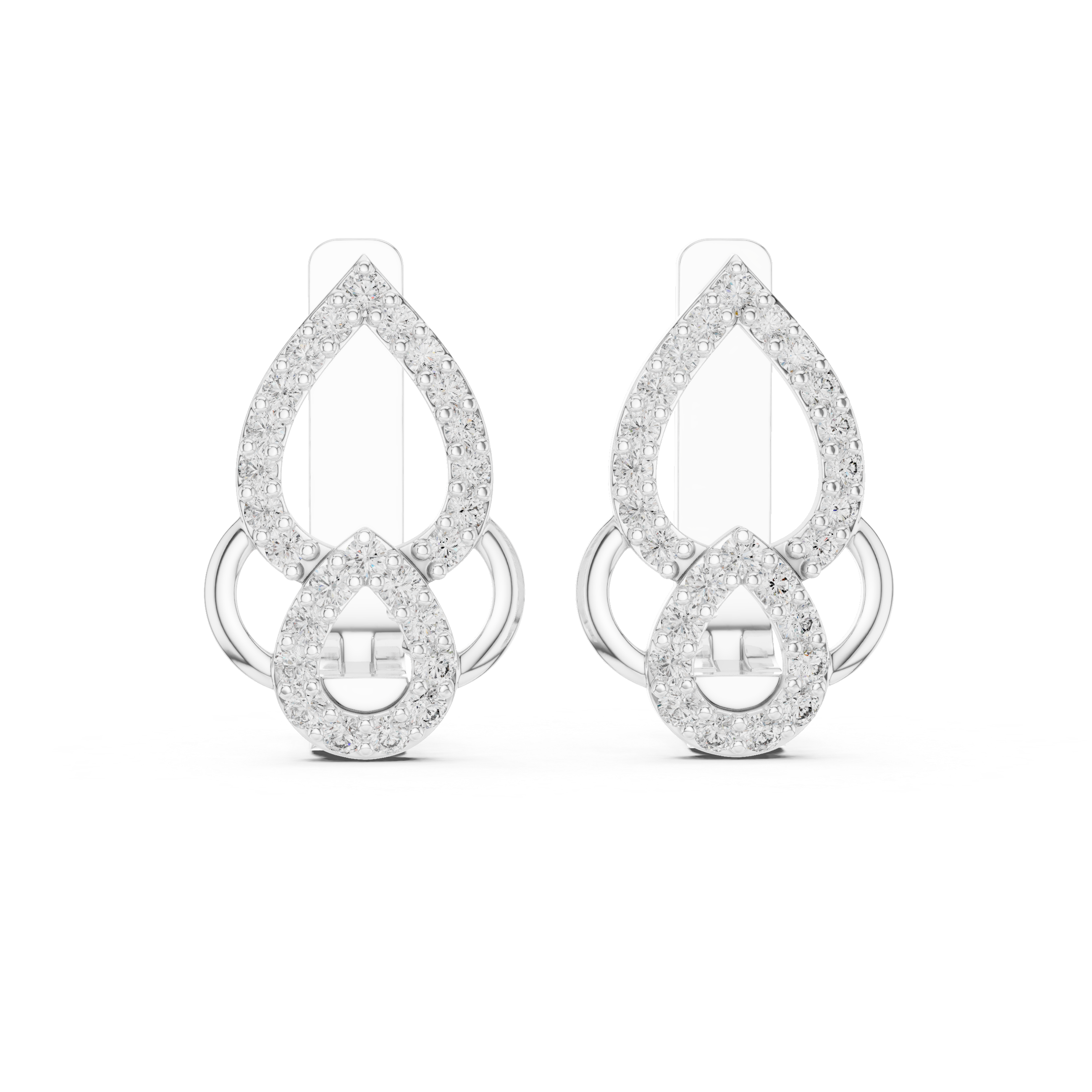 Pear Halo Diamond Drop Earrings in White Gold - VYKA Diamonds